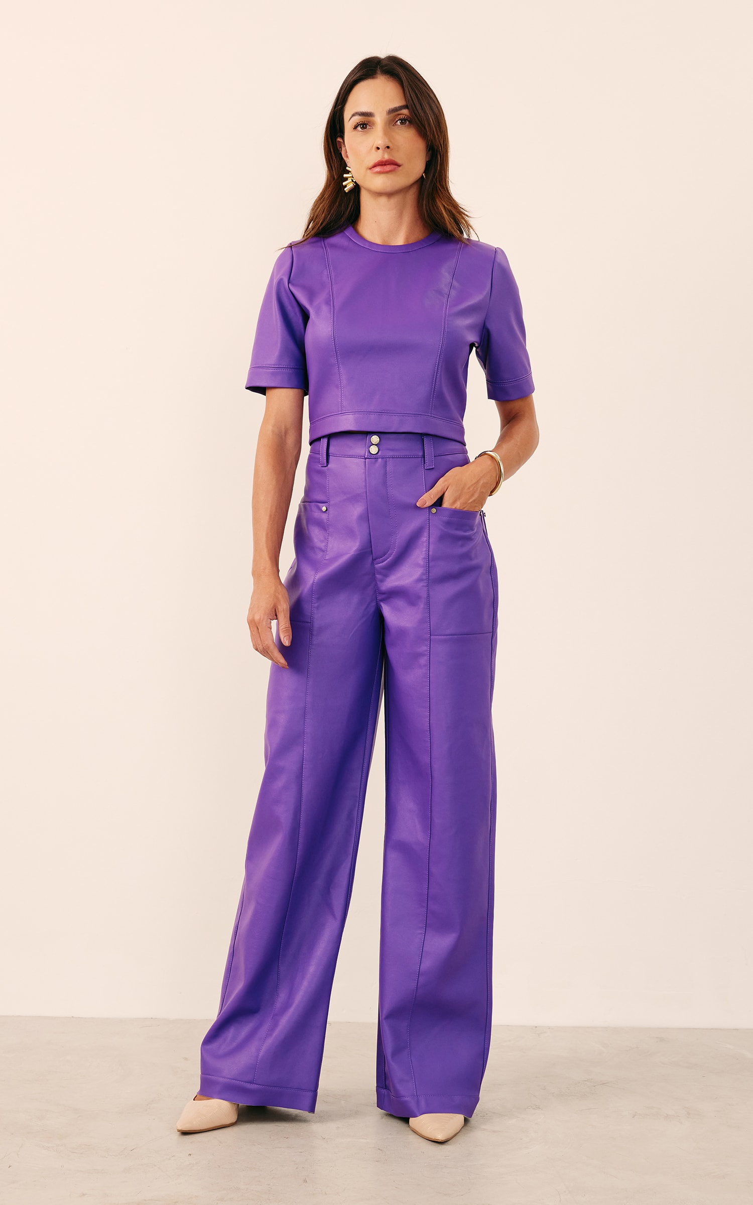 Calça Like Leather Roxo