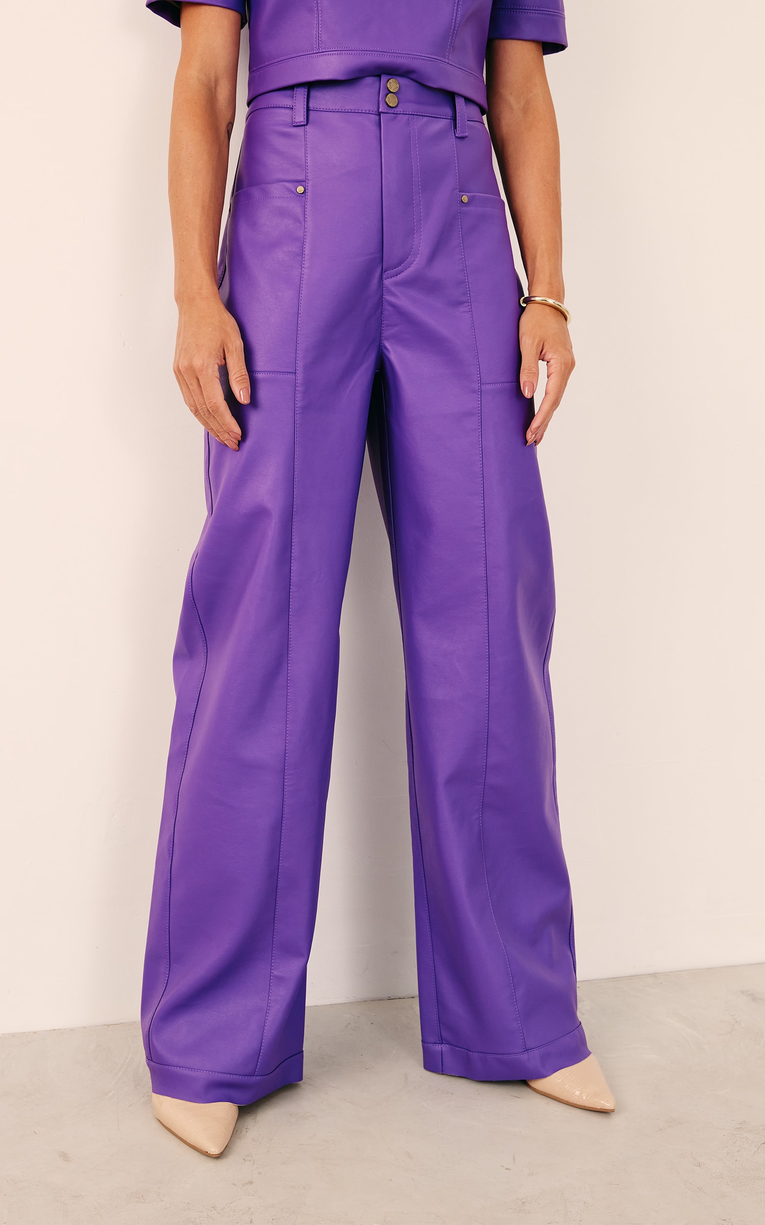 Calça Like Leather Roxo
