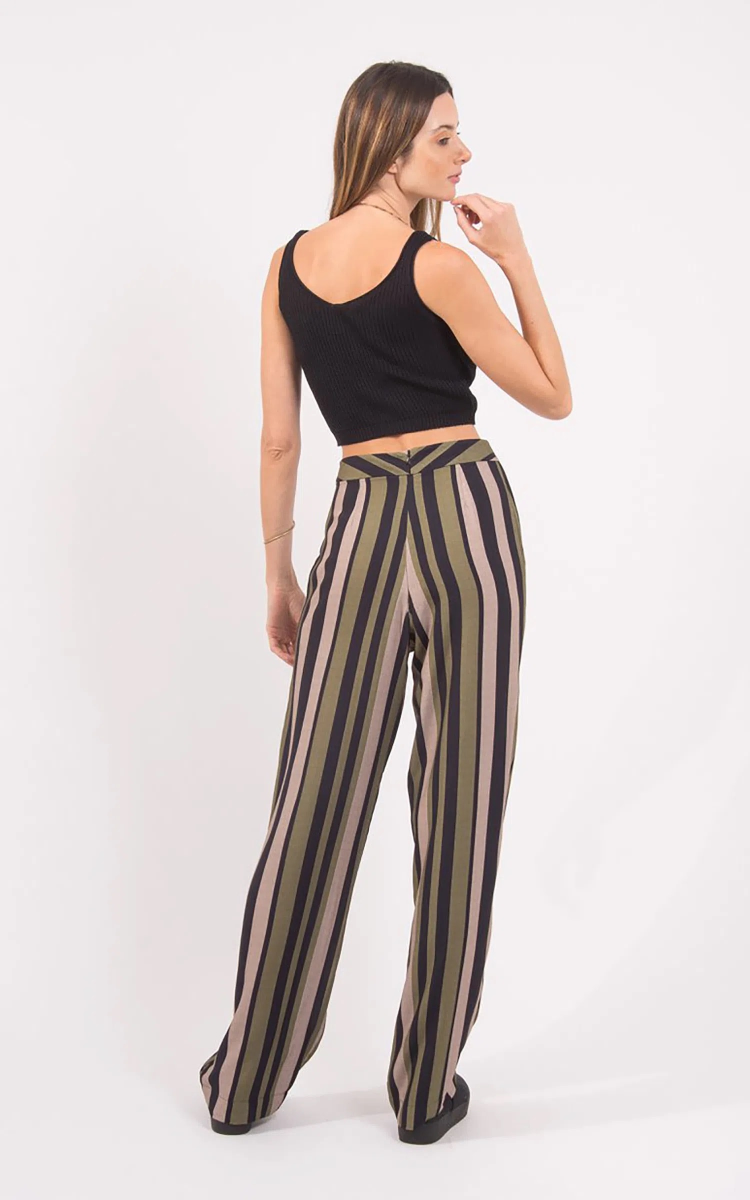 Calça Listra Verde Musgo