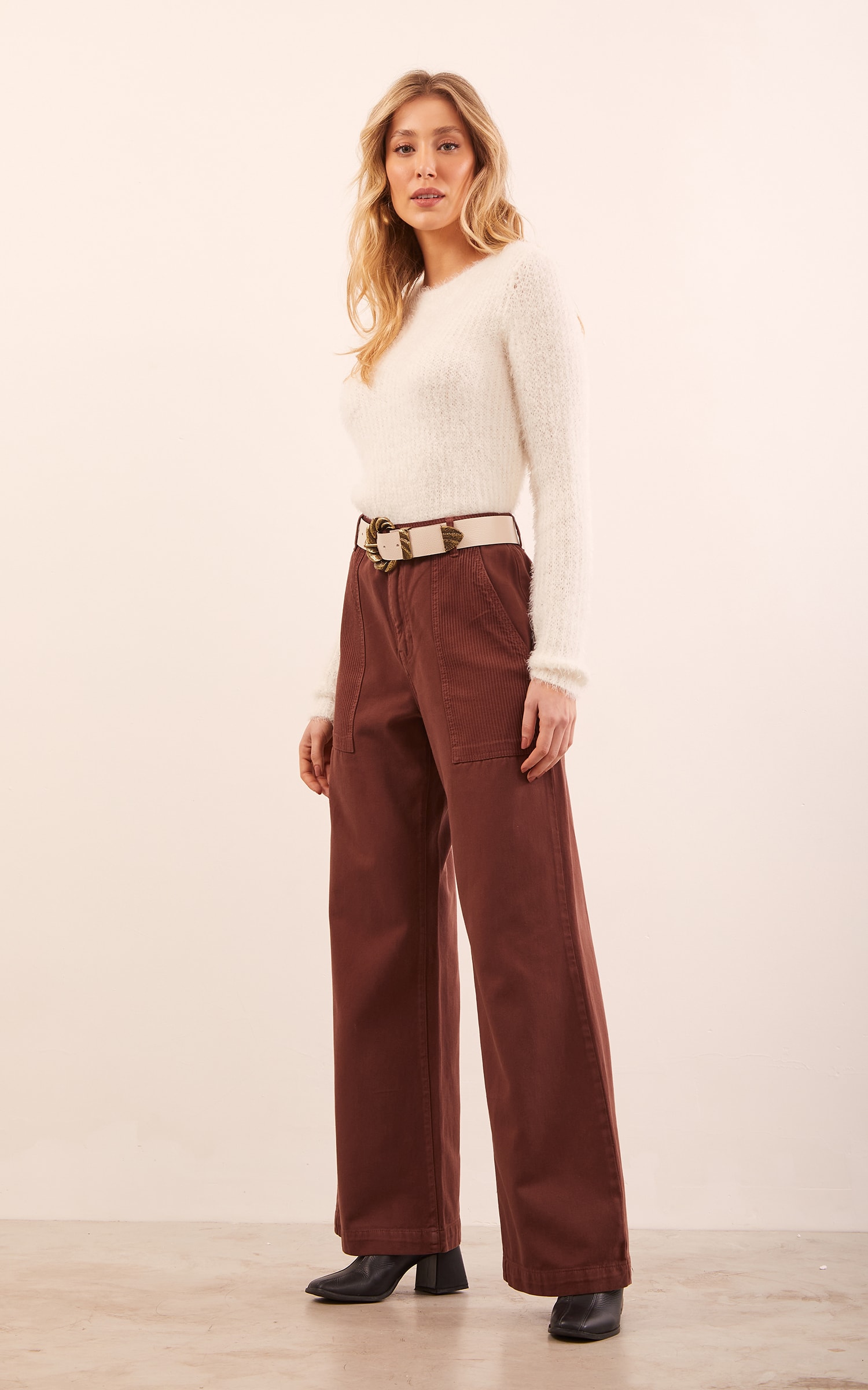 Calça Mix Sarja Cotelê Marrom