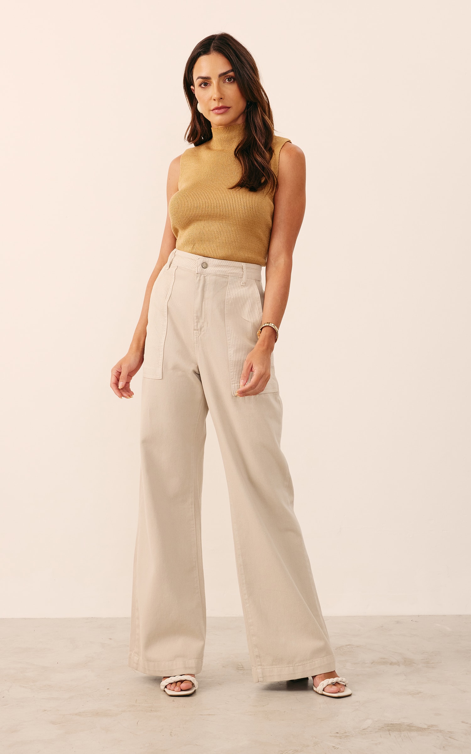 Calça Mix Sarja Cotelê Natural