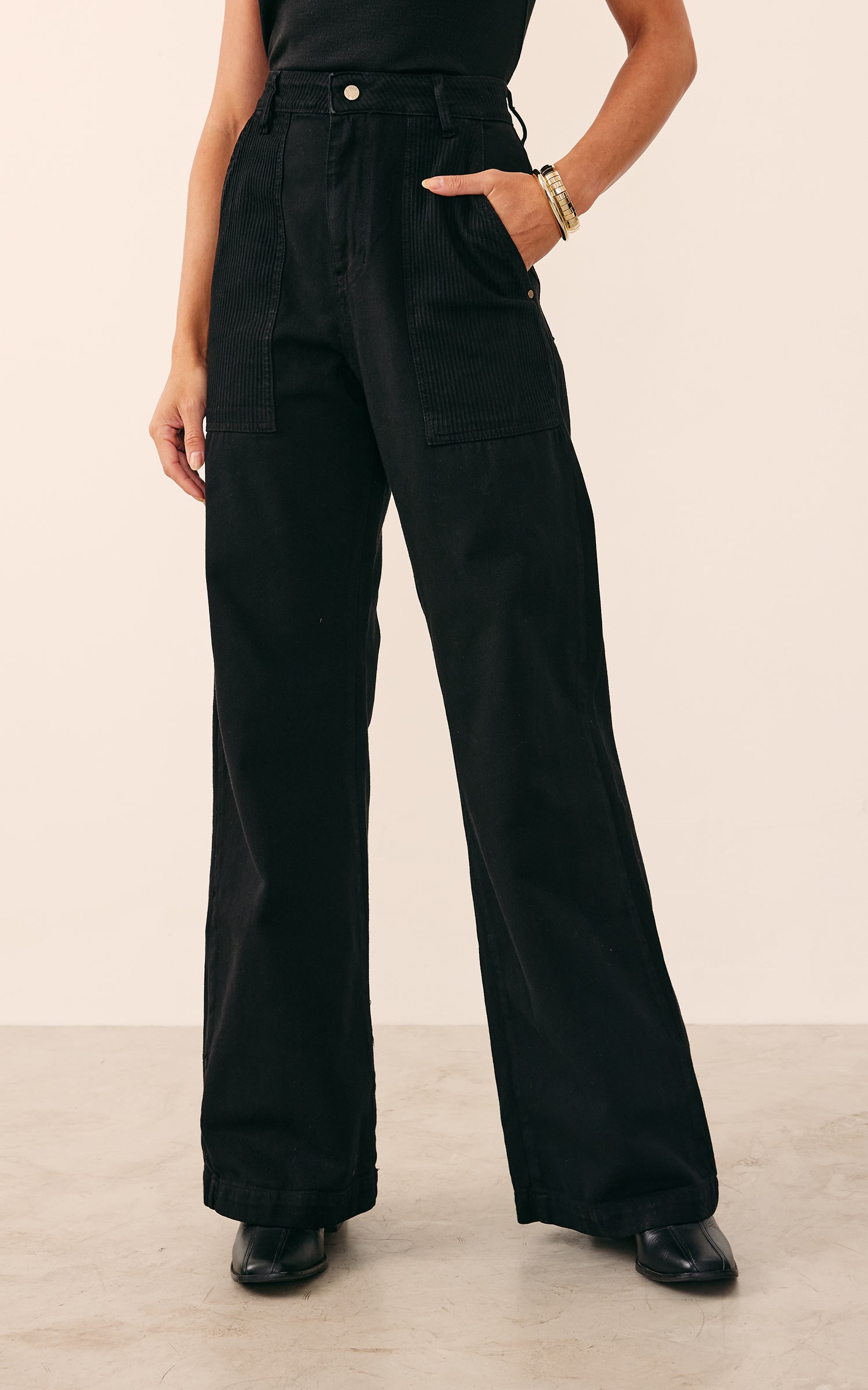 Calça Mix Sarja Cotelê Preto