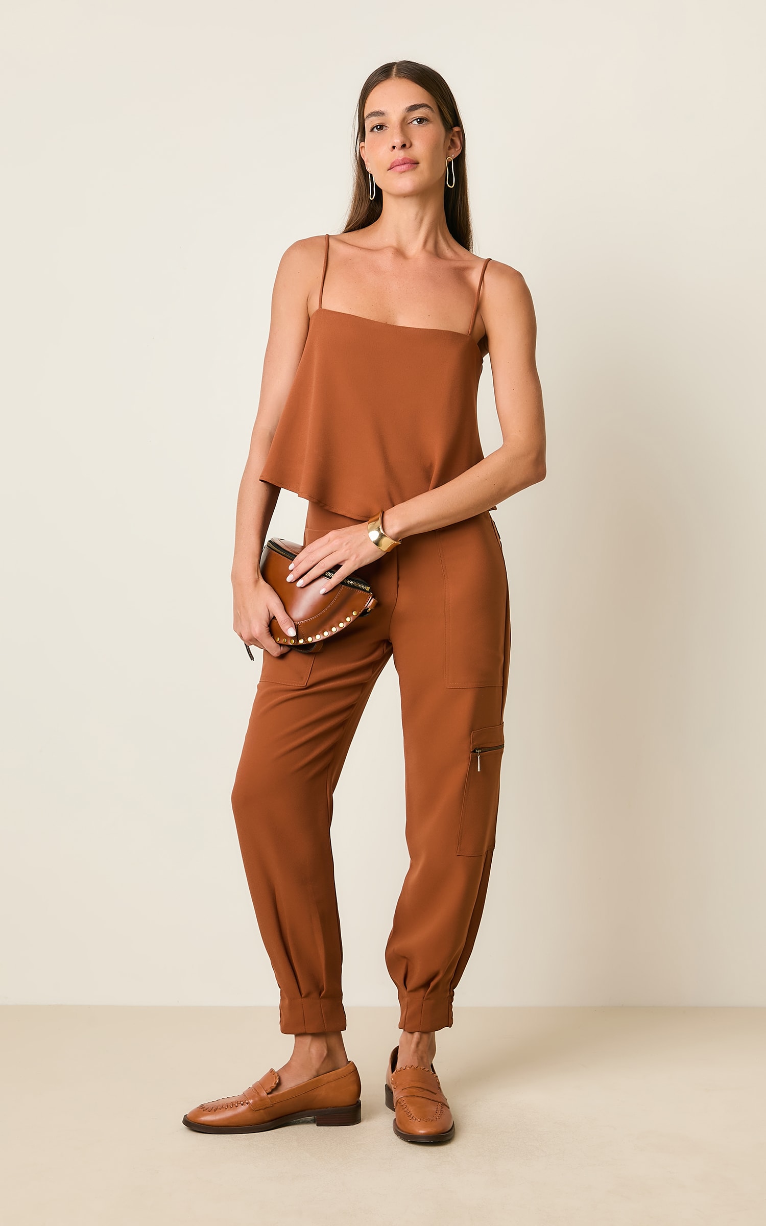 Calca Mountain Mix Bolsos Caqui
