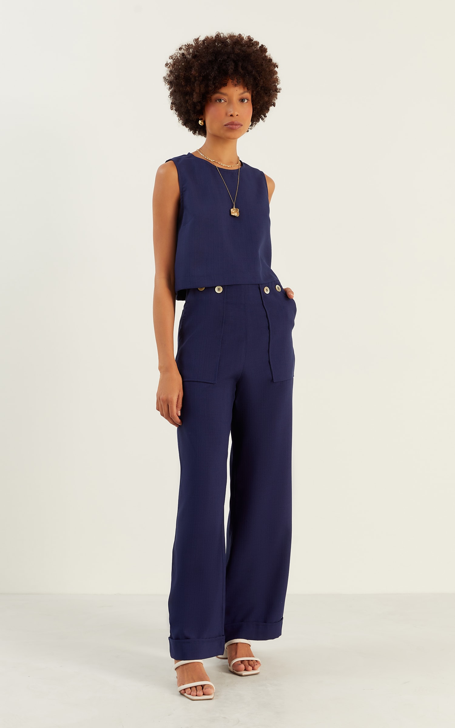 Calça Pantalona Botões Vanila Marinho