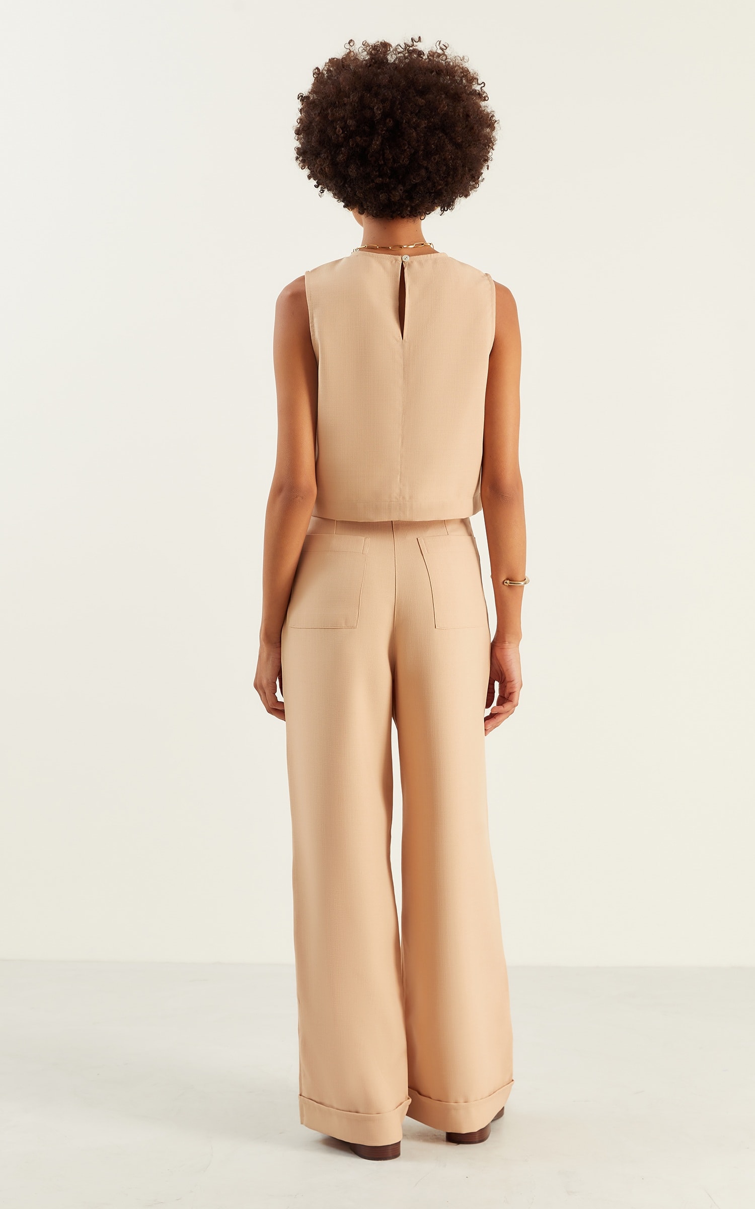 Calça Pantalona Botões Vanila Natural