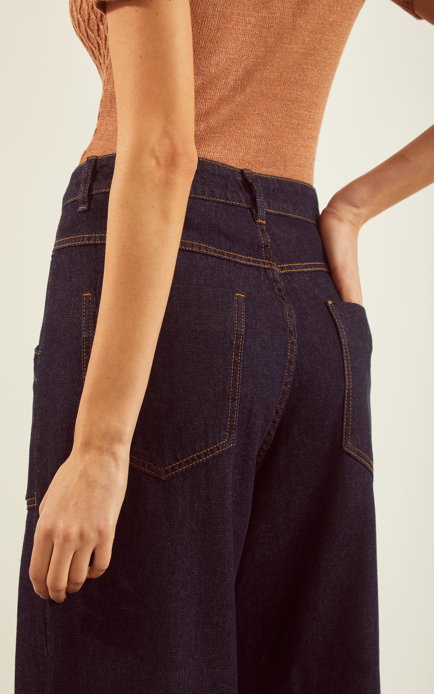 Calça Pantalona Lola Jeans Escuro