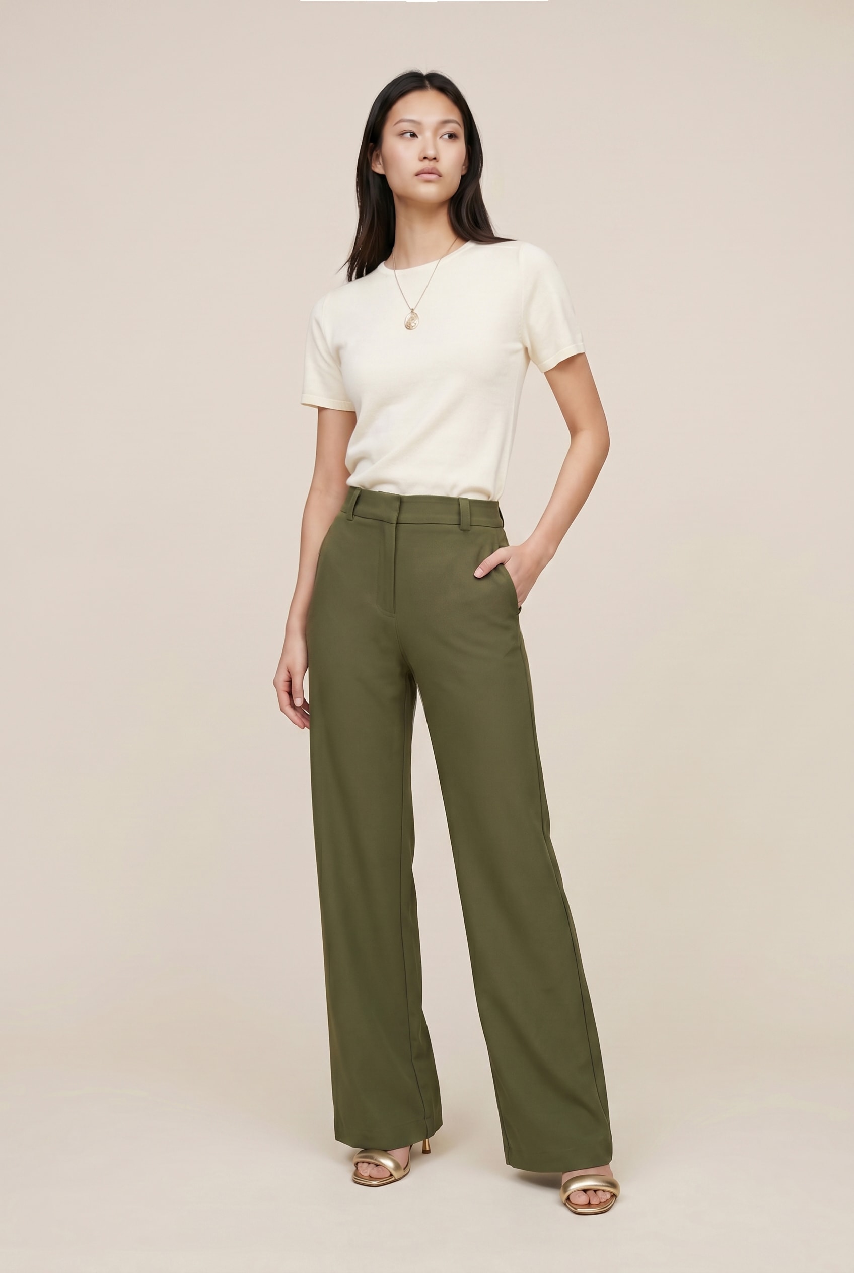 Calca Pantalona Matcha Verde Musgo