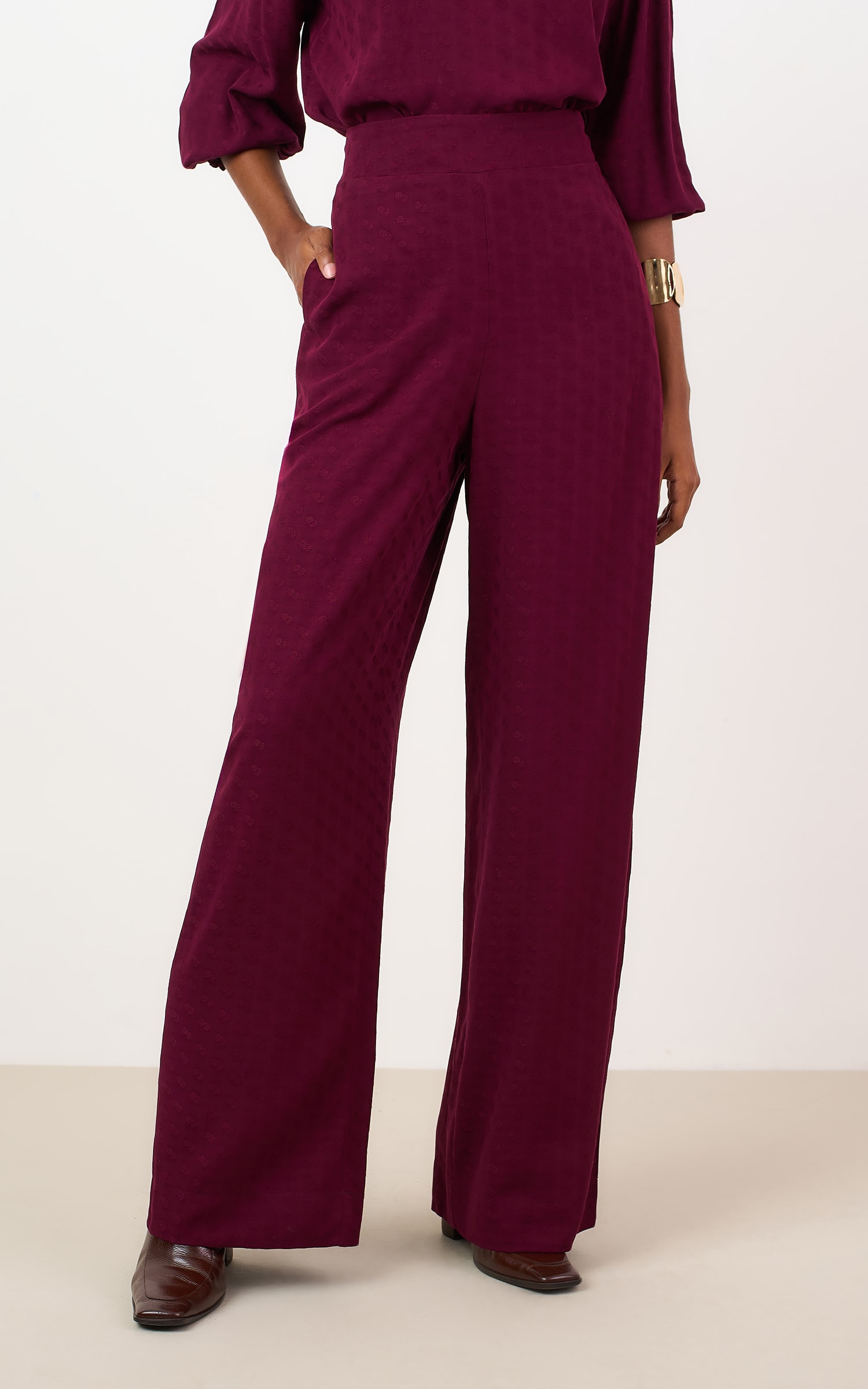 Calça Pantalona Mocha Burgundy