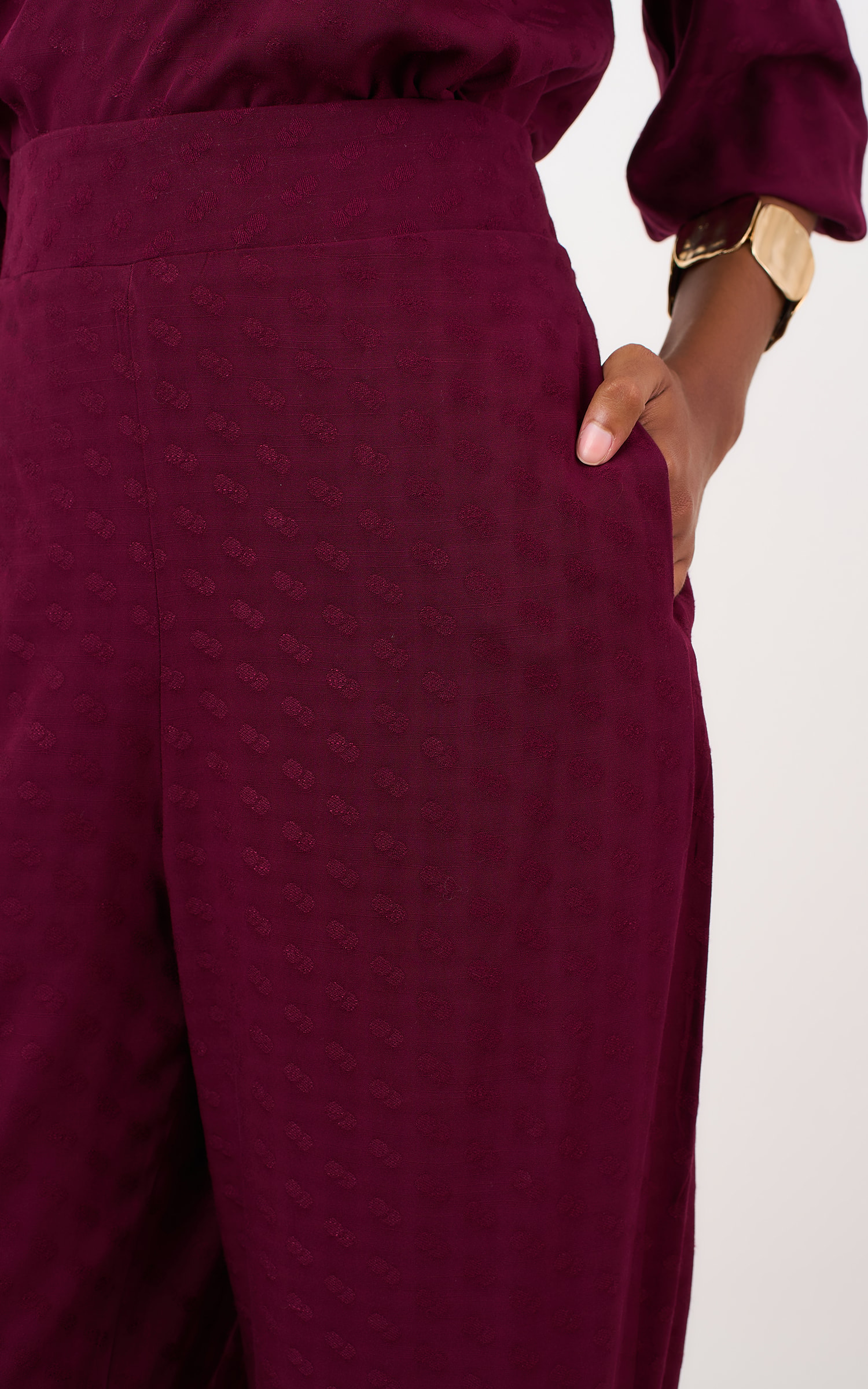 Calça Pantalona Mocha Burgundy