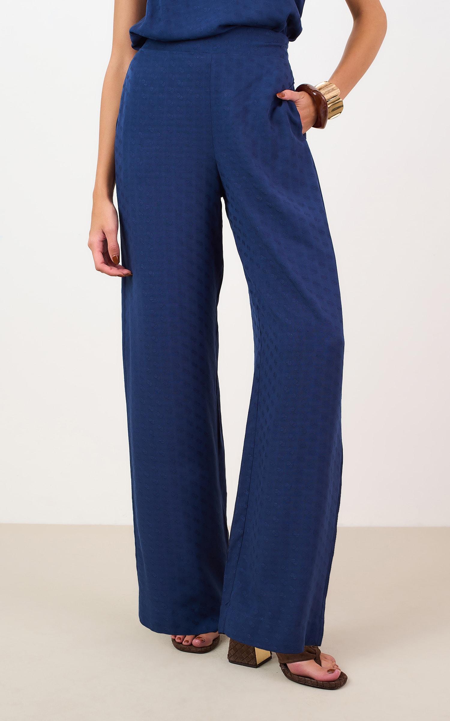 Calça Pantalona Mocha Marinho