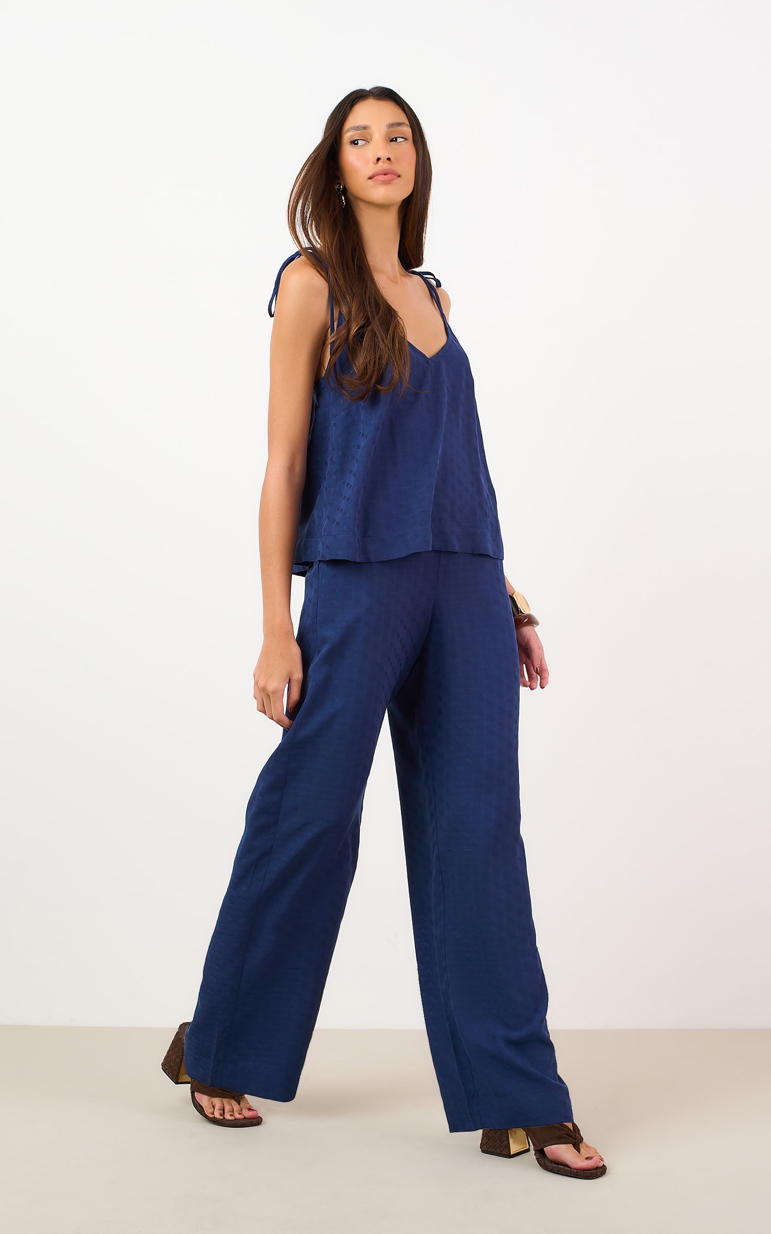Calça Pantalona Mocha Marinho