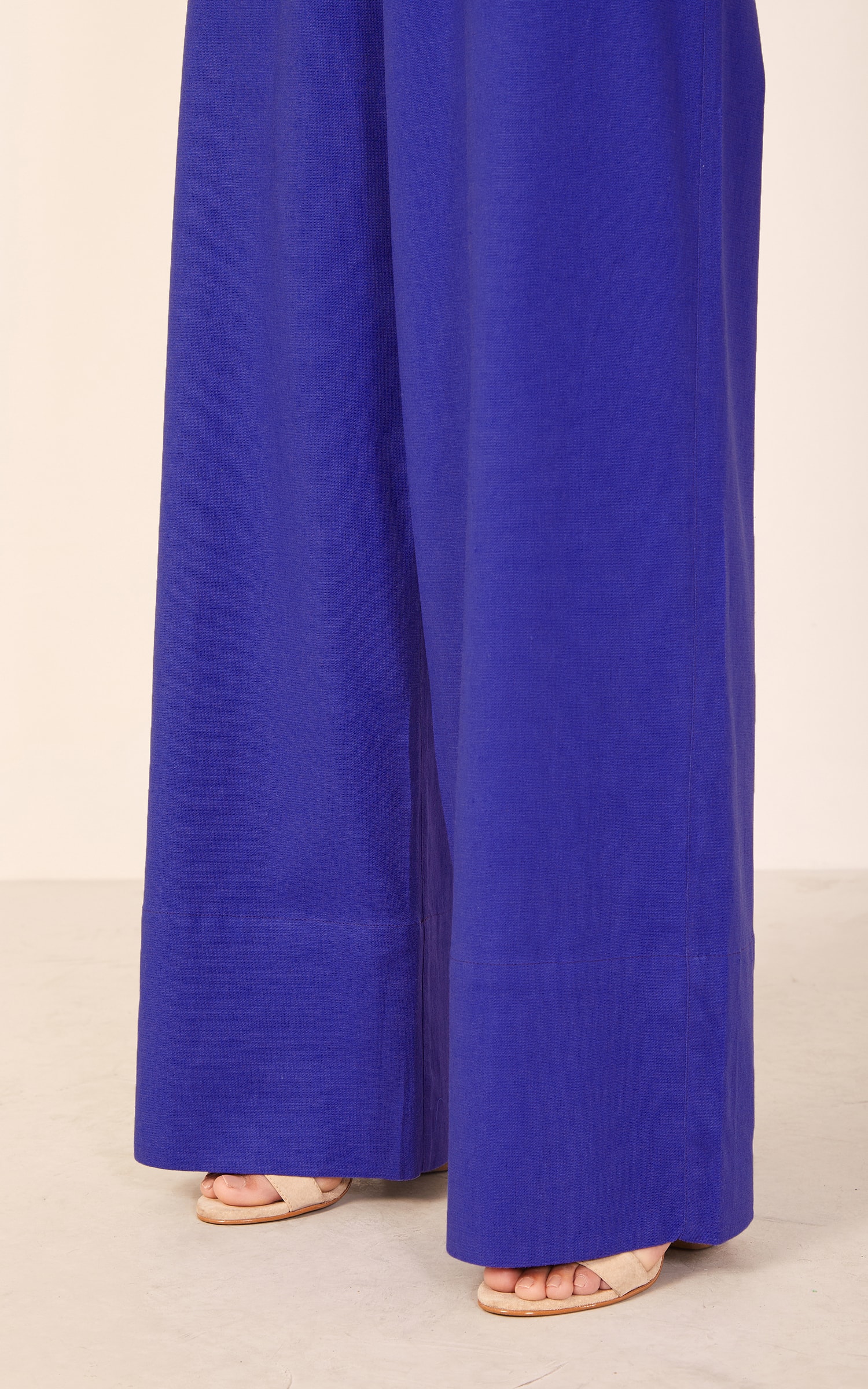 Calça Pantalona Pregas Azul