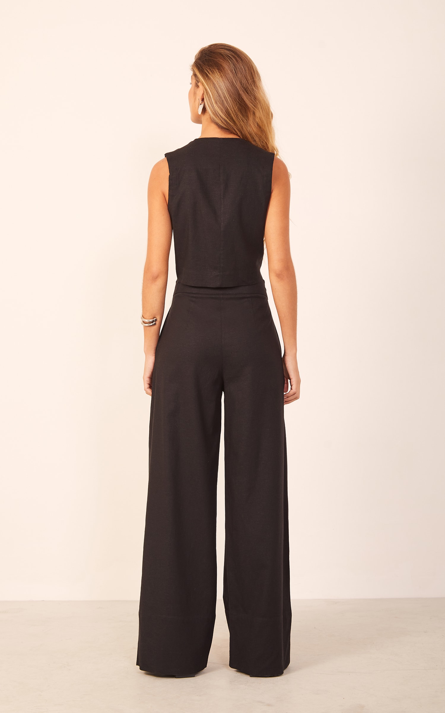 Calça Pantalona Pregas Preto