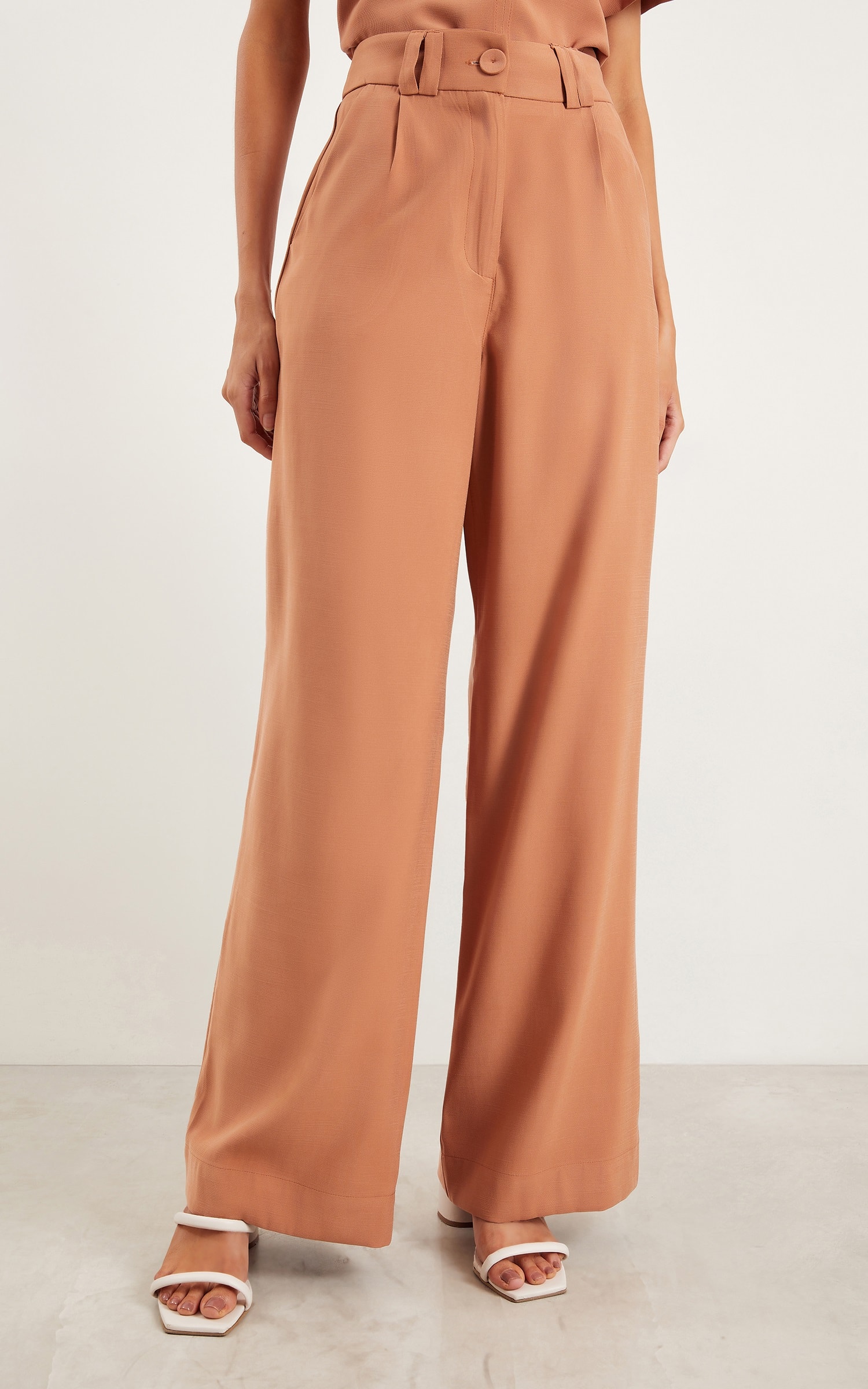 Calça Pantalona Pureza Amendoa