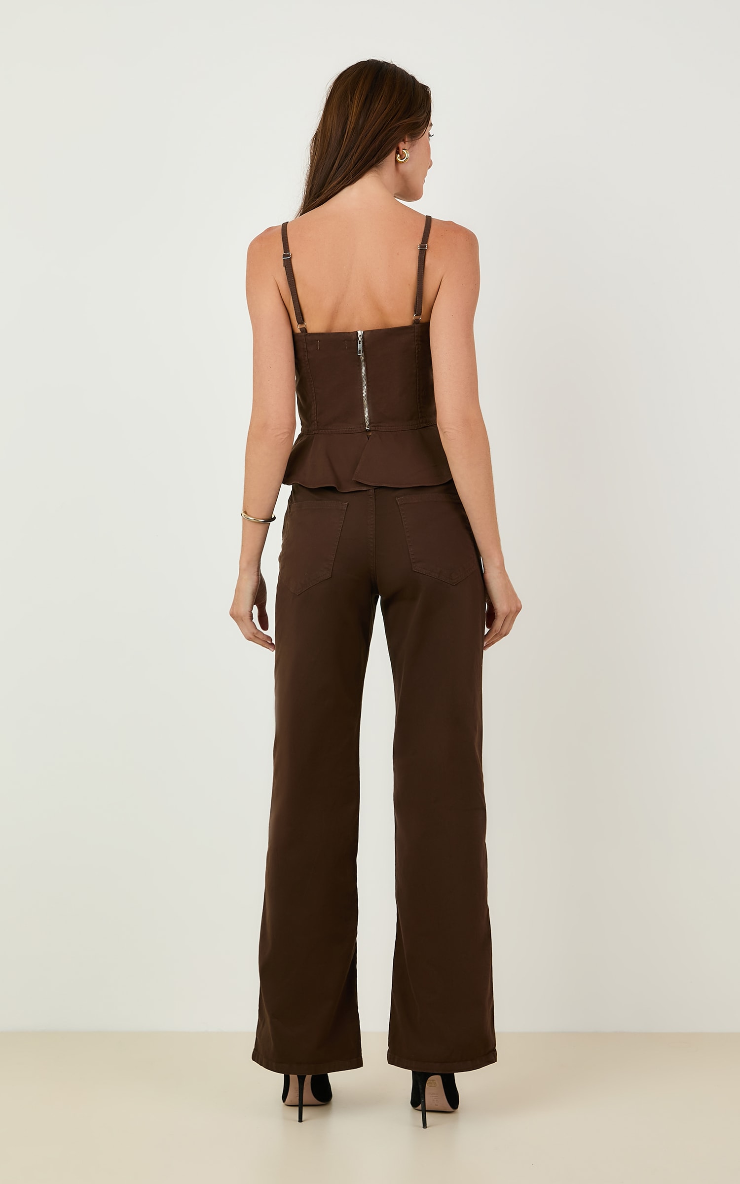 Calca Pantalona Sarja Color Chocolate