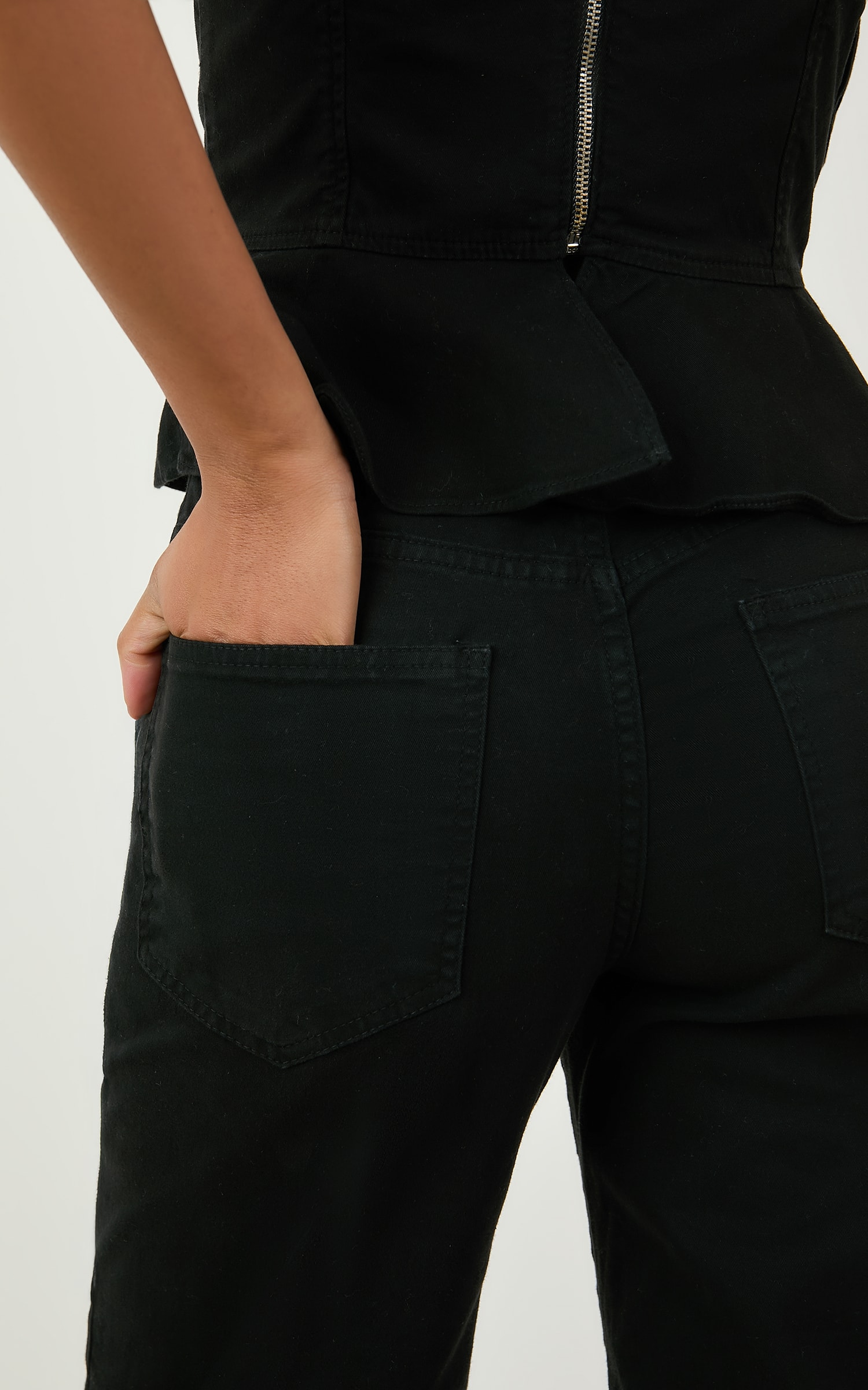 Calca Pantalona Sarja Color Preto