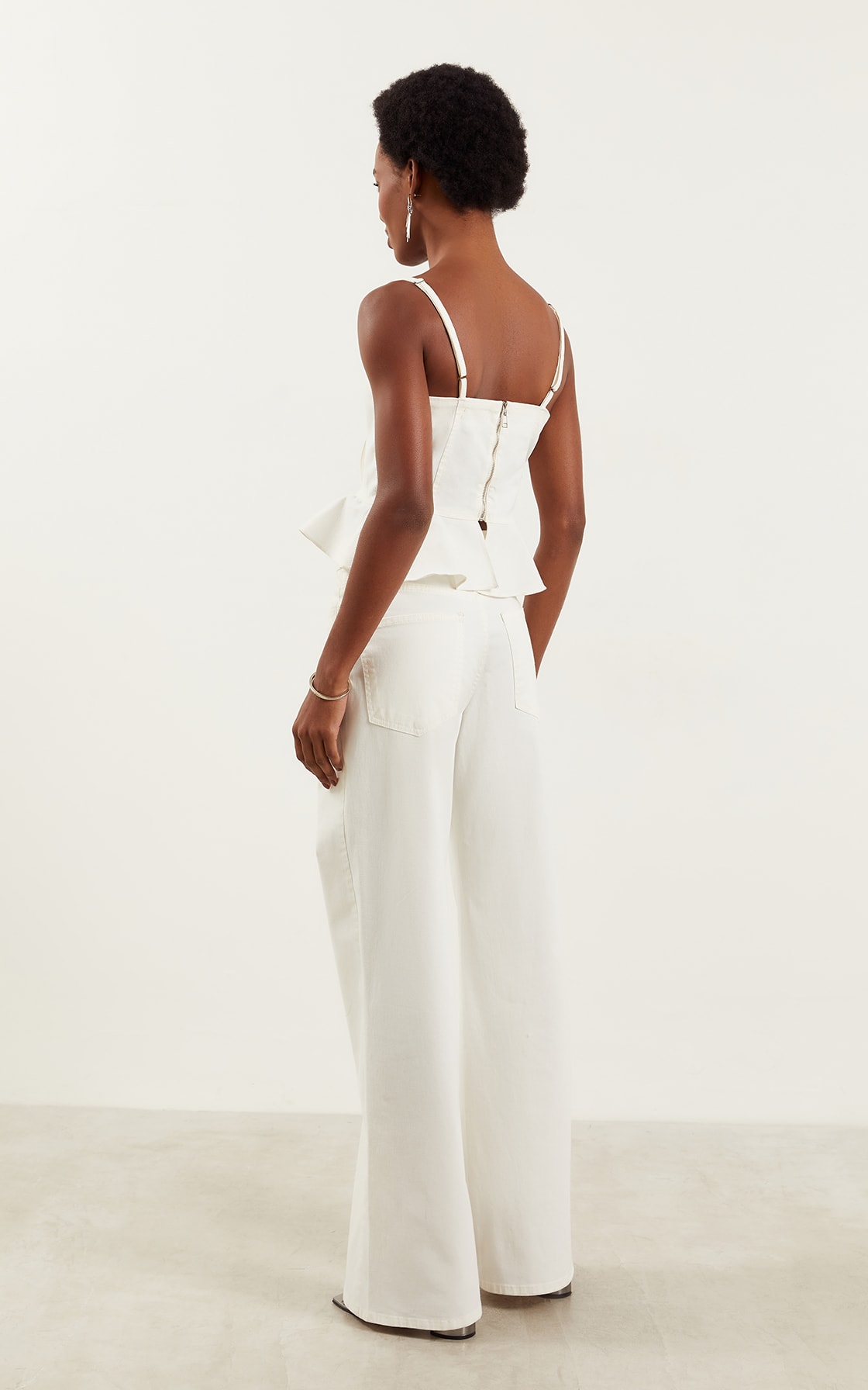 Calça Pantalona Sarja Off White