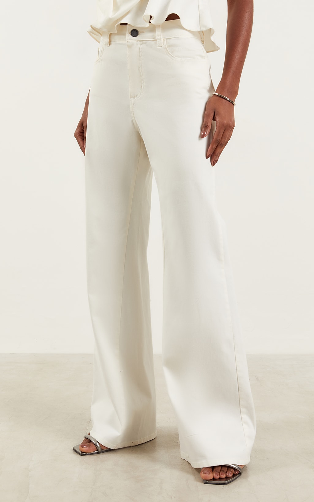Calça Pantalona Sarja Off White