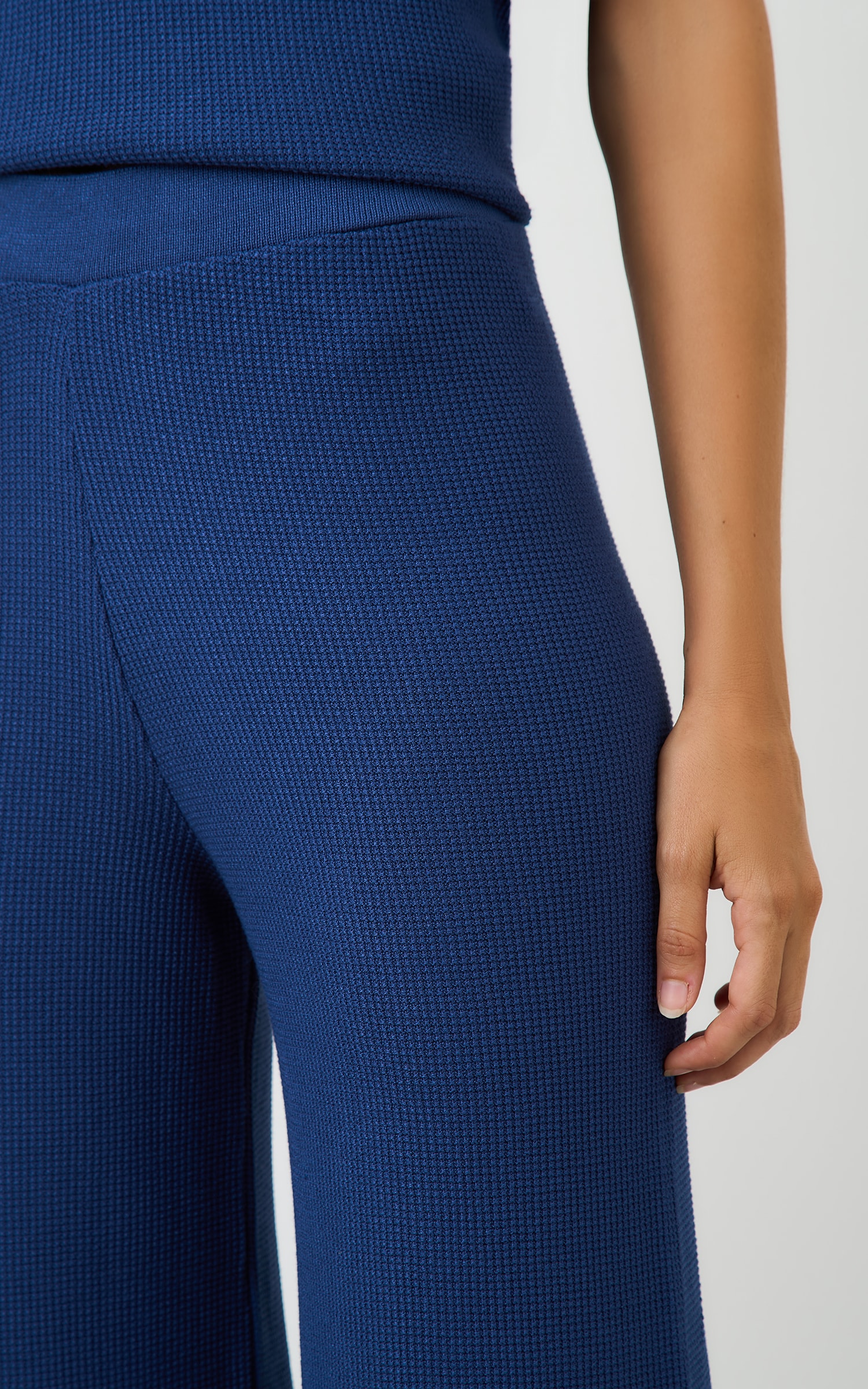 Calca Pantalona Tricot Piquet Cobalto