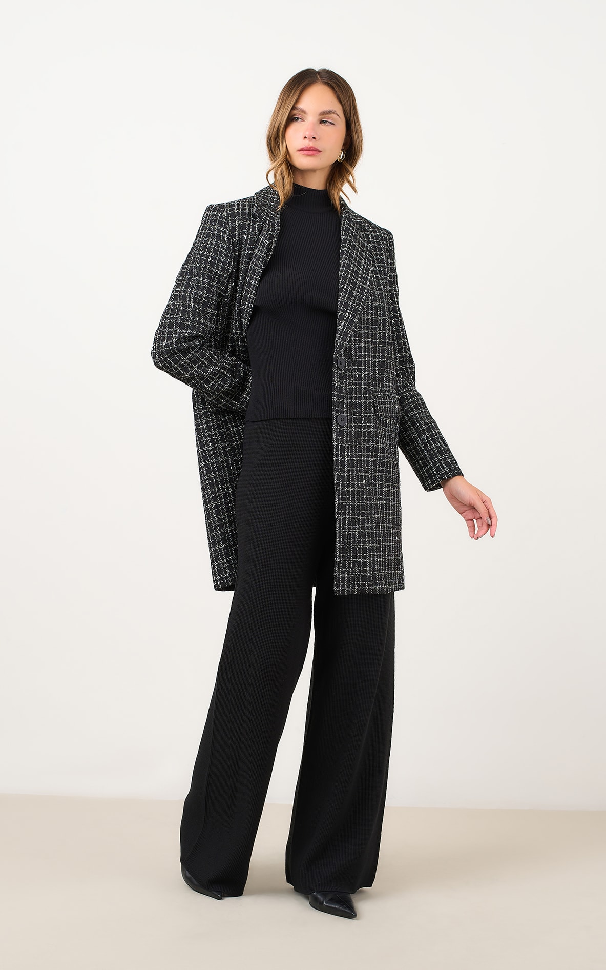 Calca Pantalona Tricot Piquet Preto