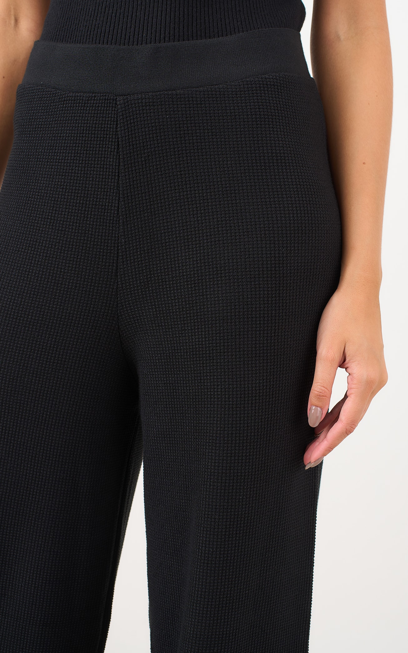 Calca Pantalona Tricot Piquet Preto