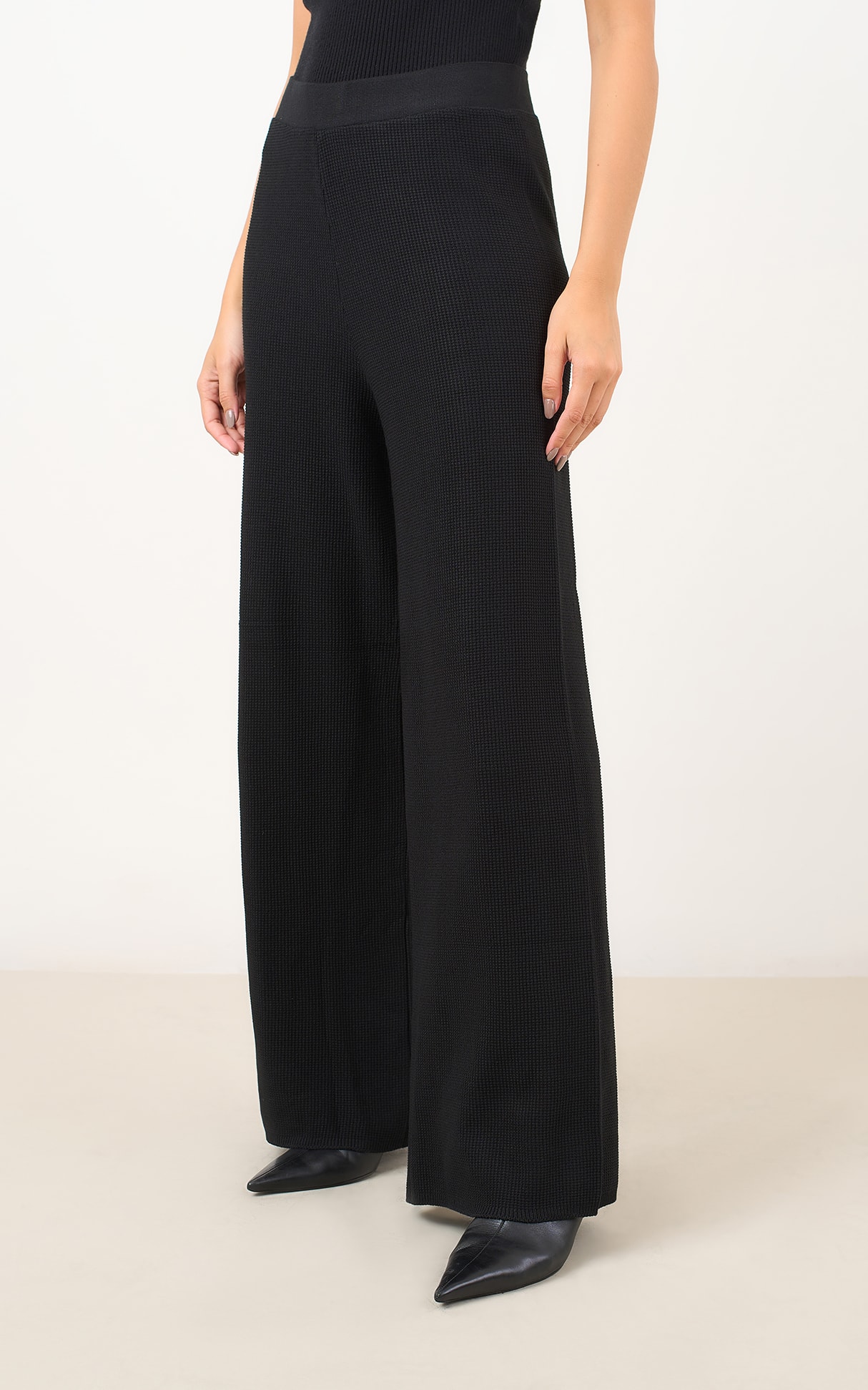 Calca Pantalona Tricot Piquet Preto