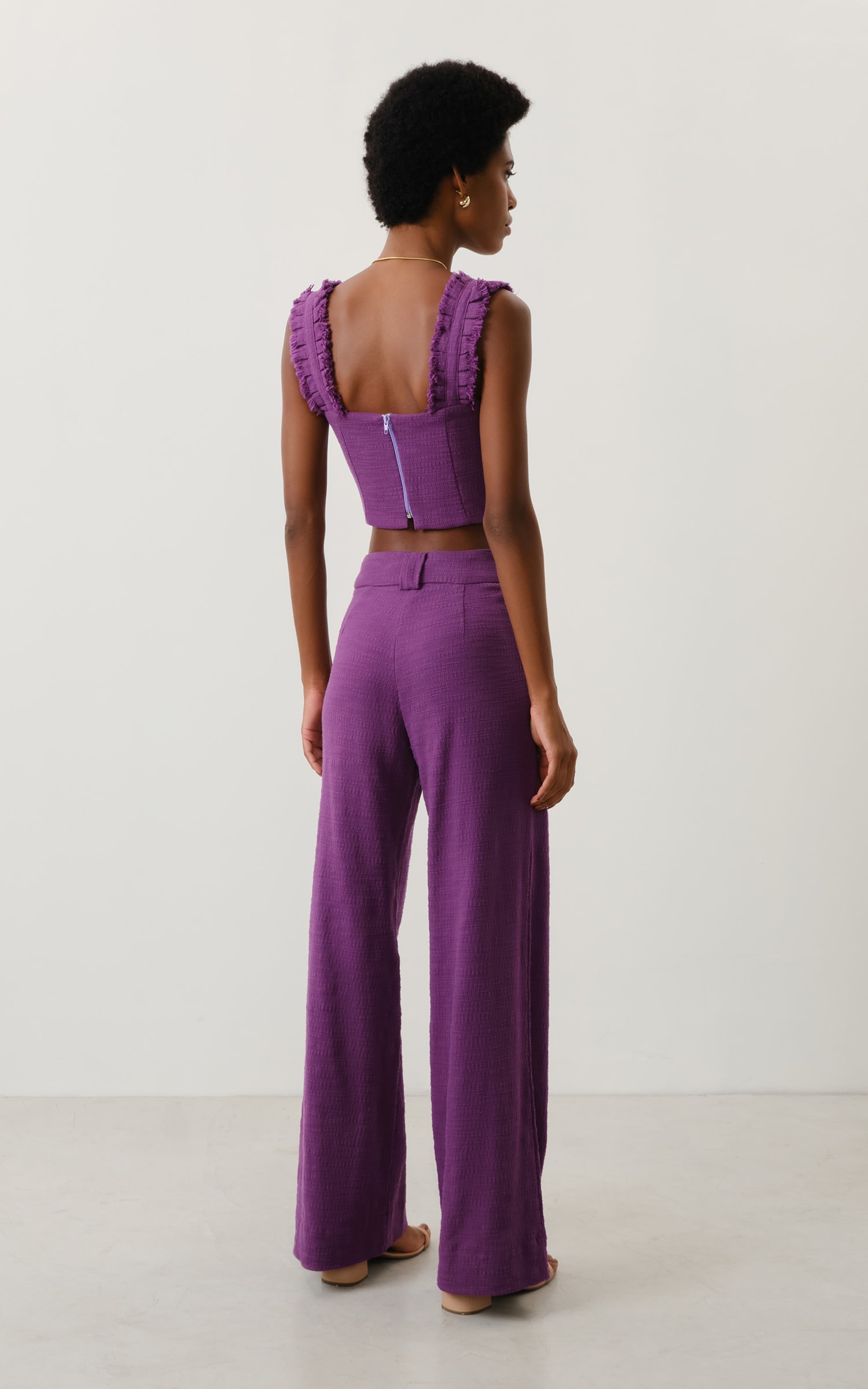 Calca Pantalona Tweed Aspen Ametista