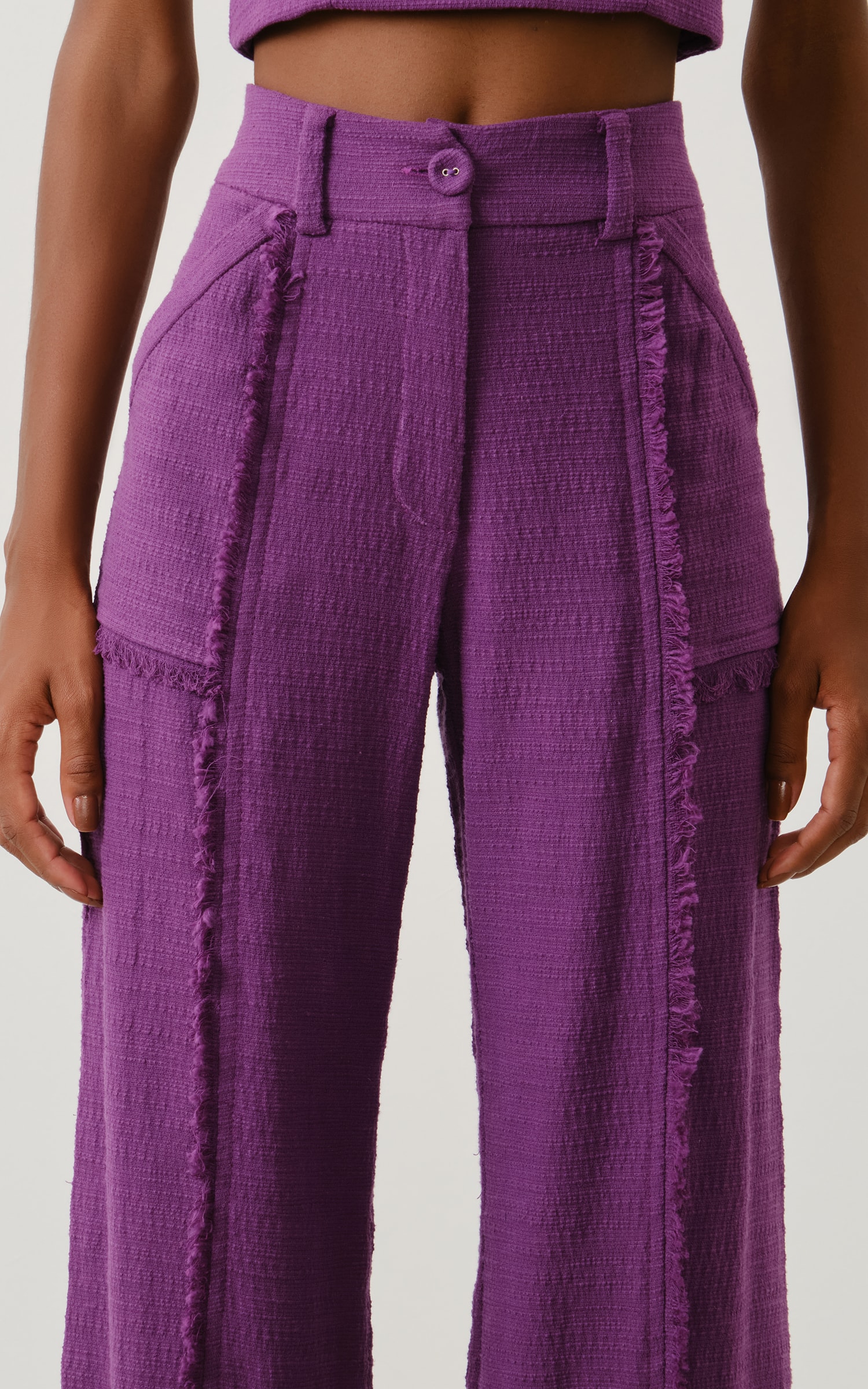 Calca Pantalona Tweed Aspen Ametista