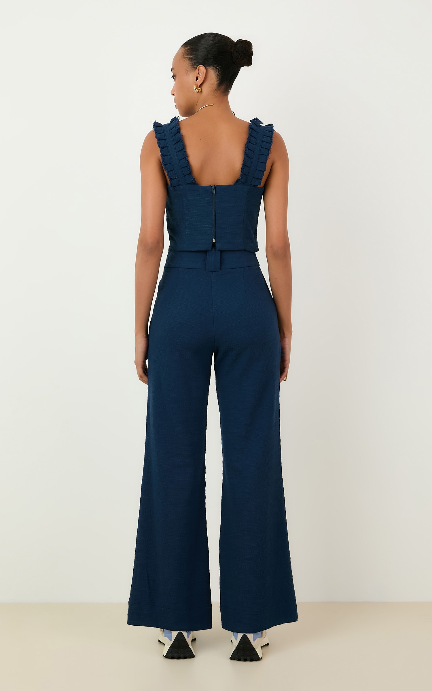 Calca Pantalona Tweed Aspen Marinho