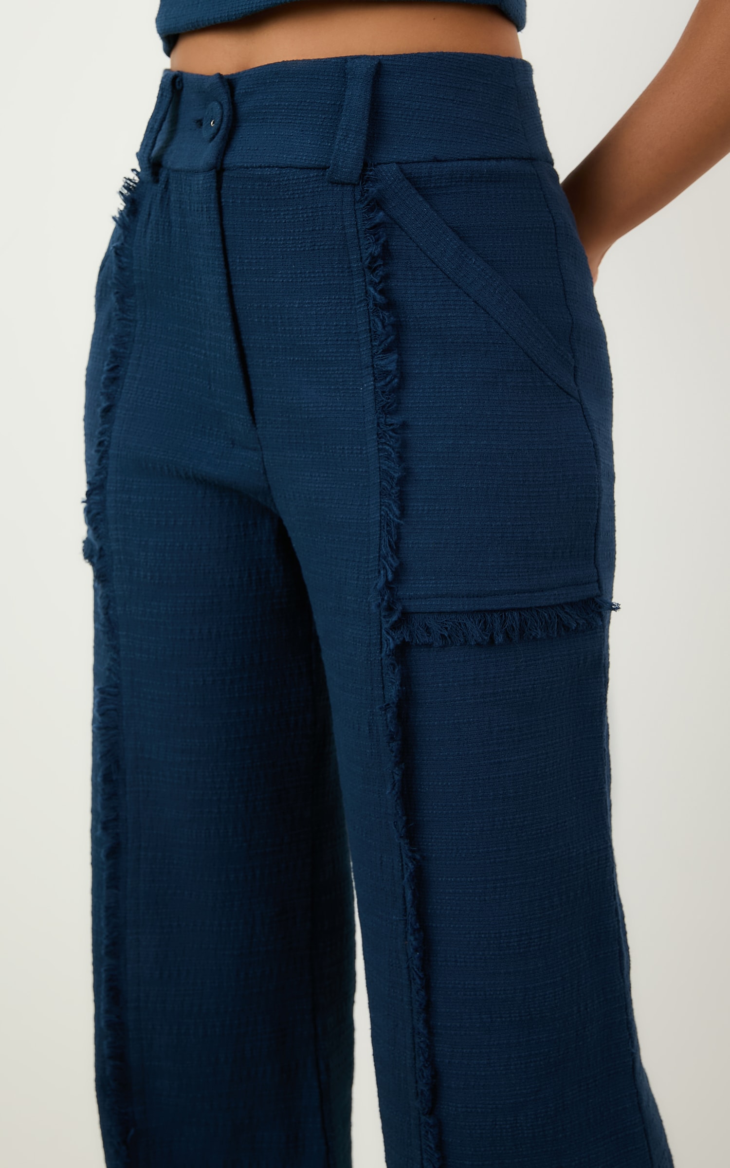 Calca Pantalona Tweed Aspen Marinho