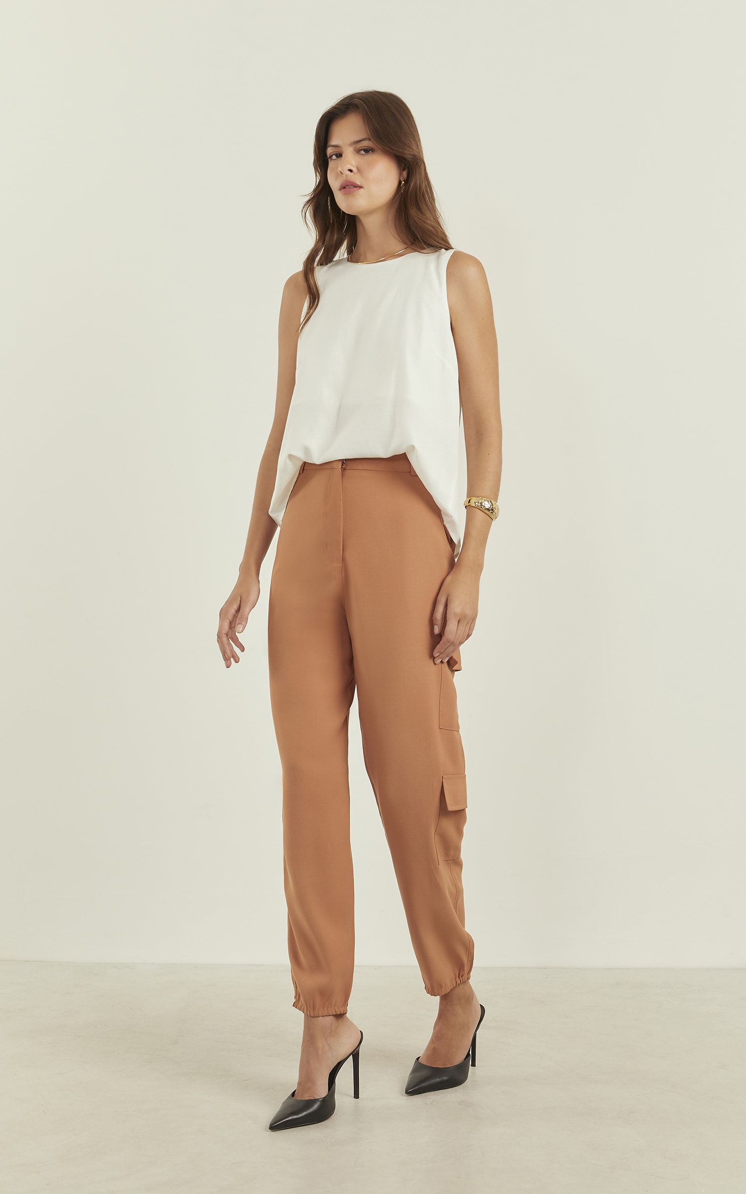 Calça Peach Cargo Amêndoa