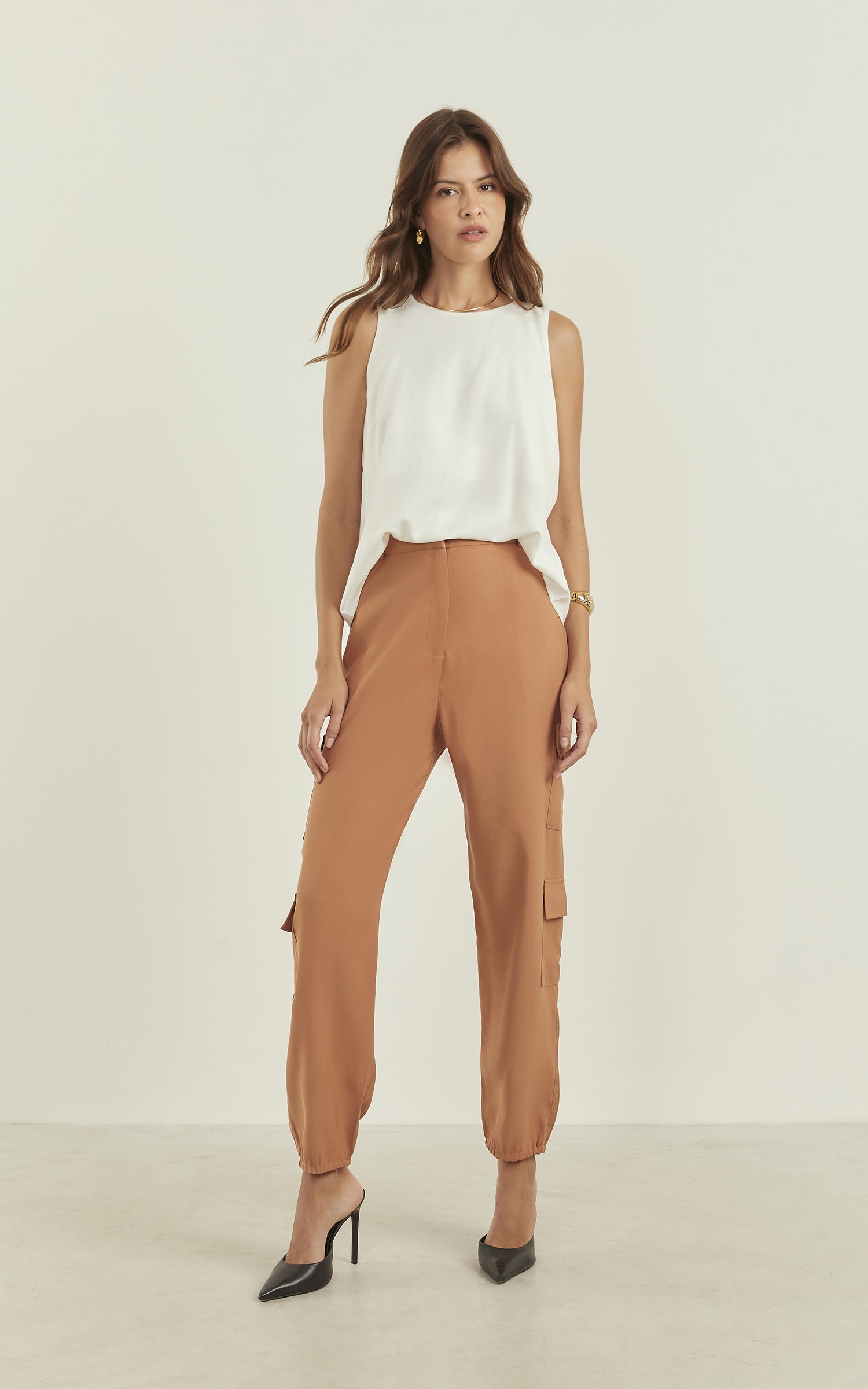 Calça Peach Cargo Amêndoa