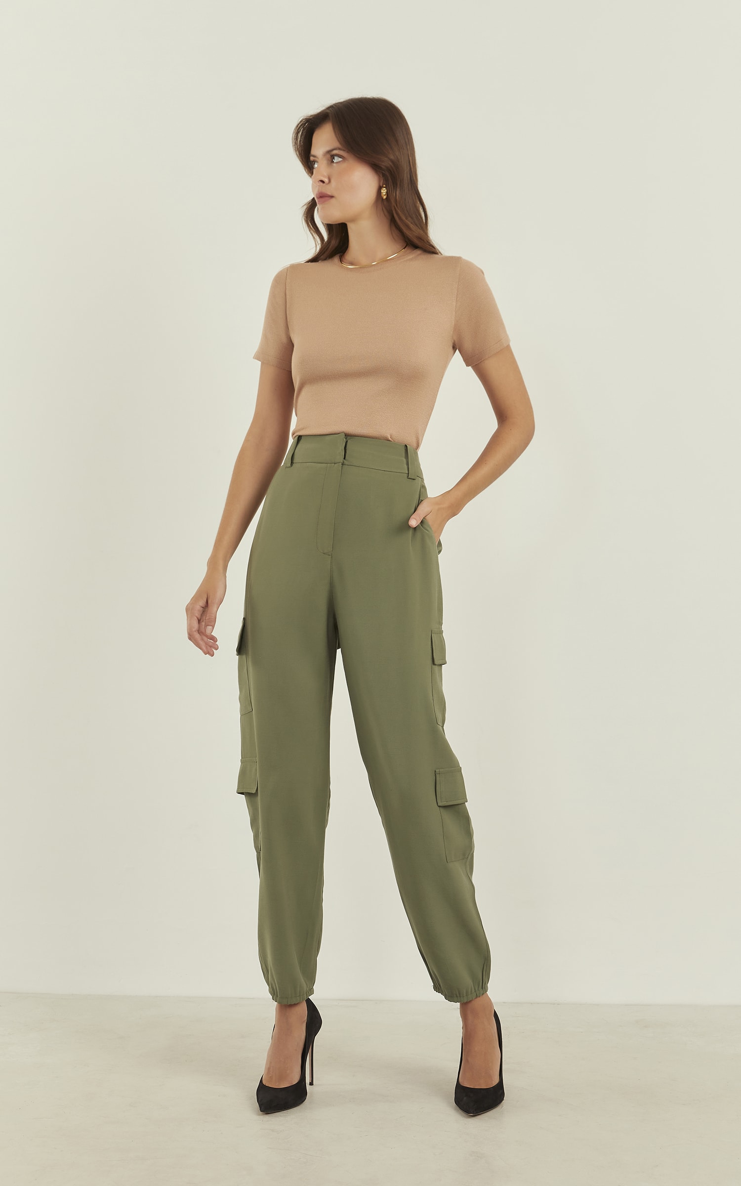 Calça Peach Cargo Verde Musgo