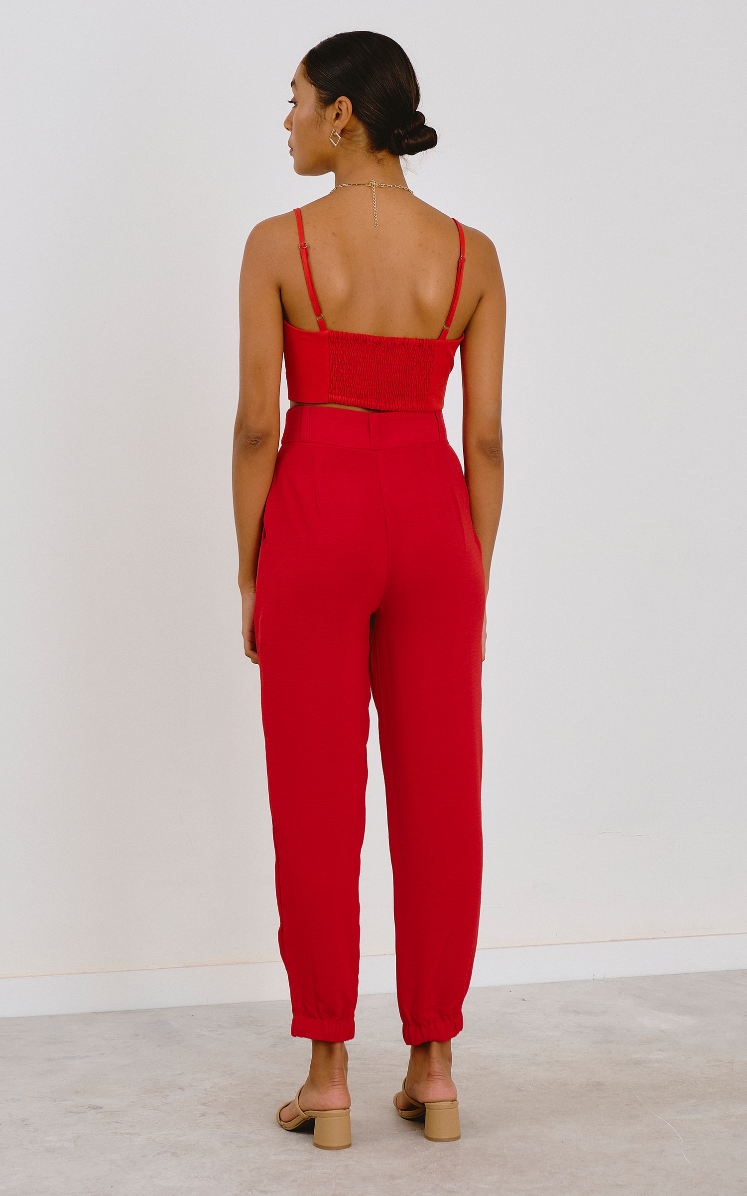 Calça Pregas Vermelho