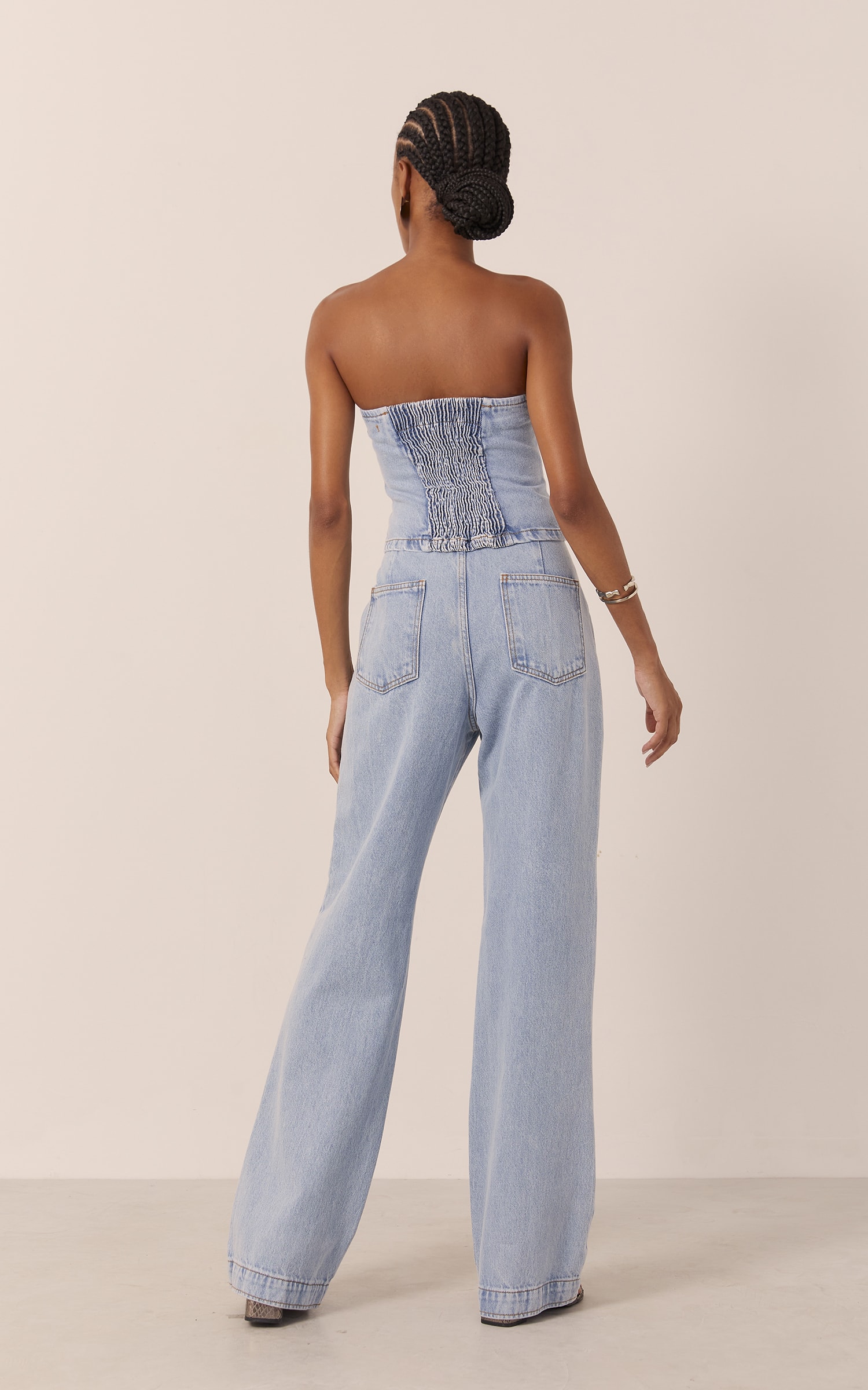 Calça Recortes Jeans