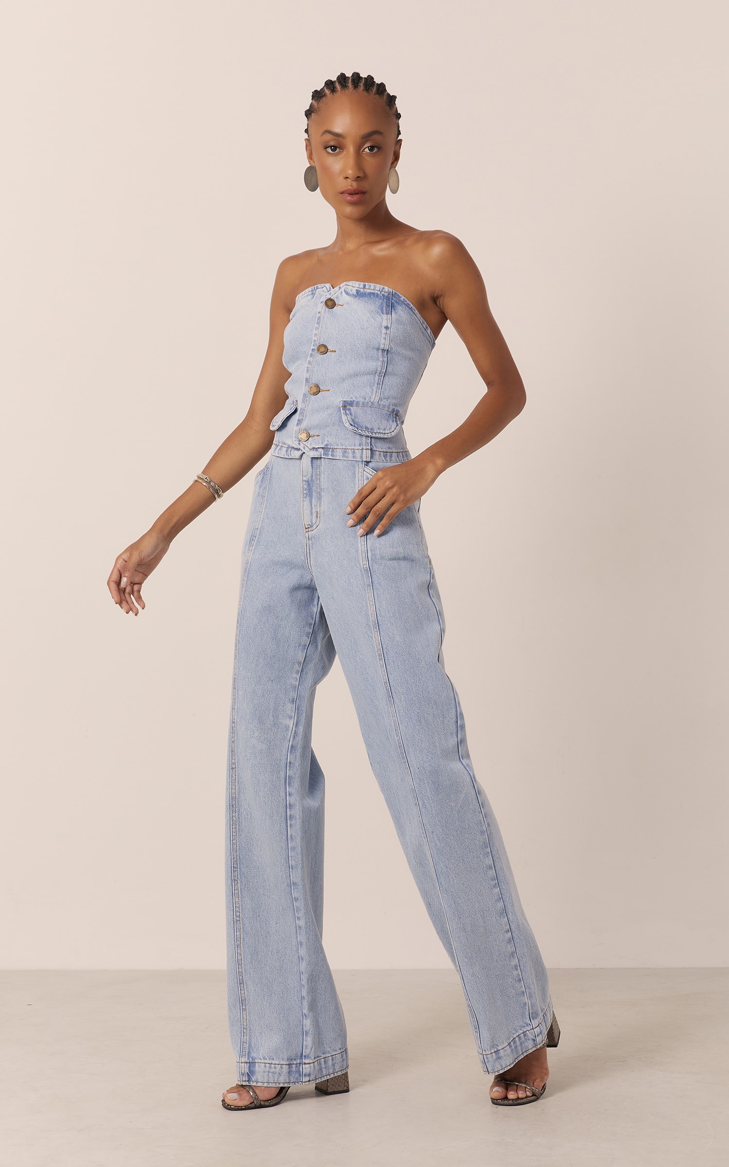 Calça Recortes Jeans
