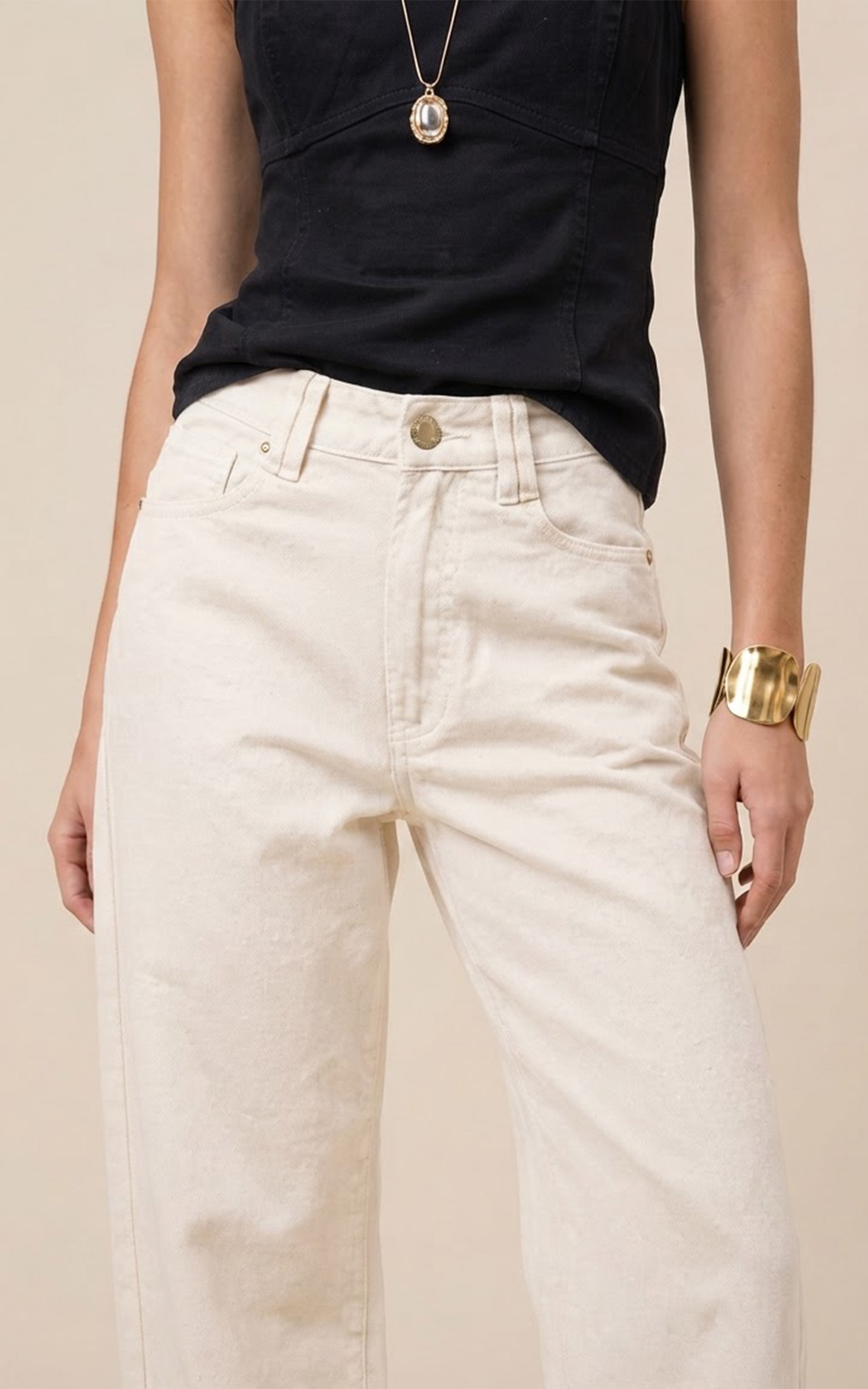 Calça Sarja Balloon Off White
