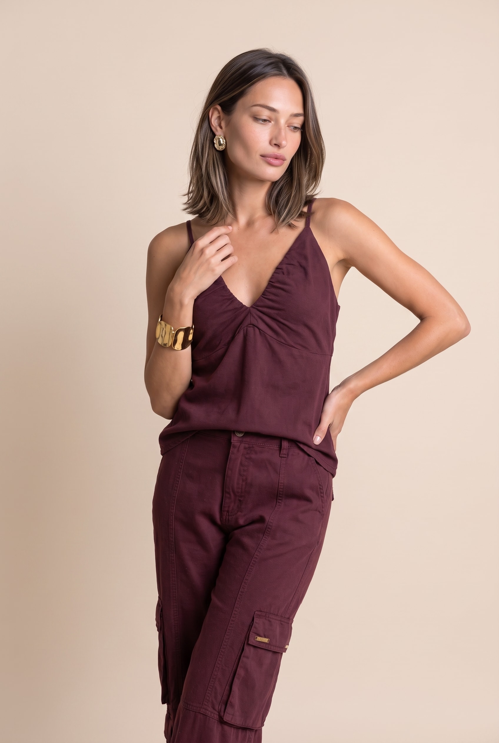 Calca Sarja Cannes Burgundy