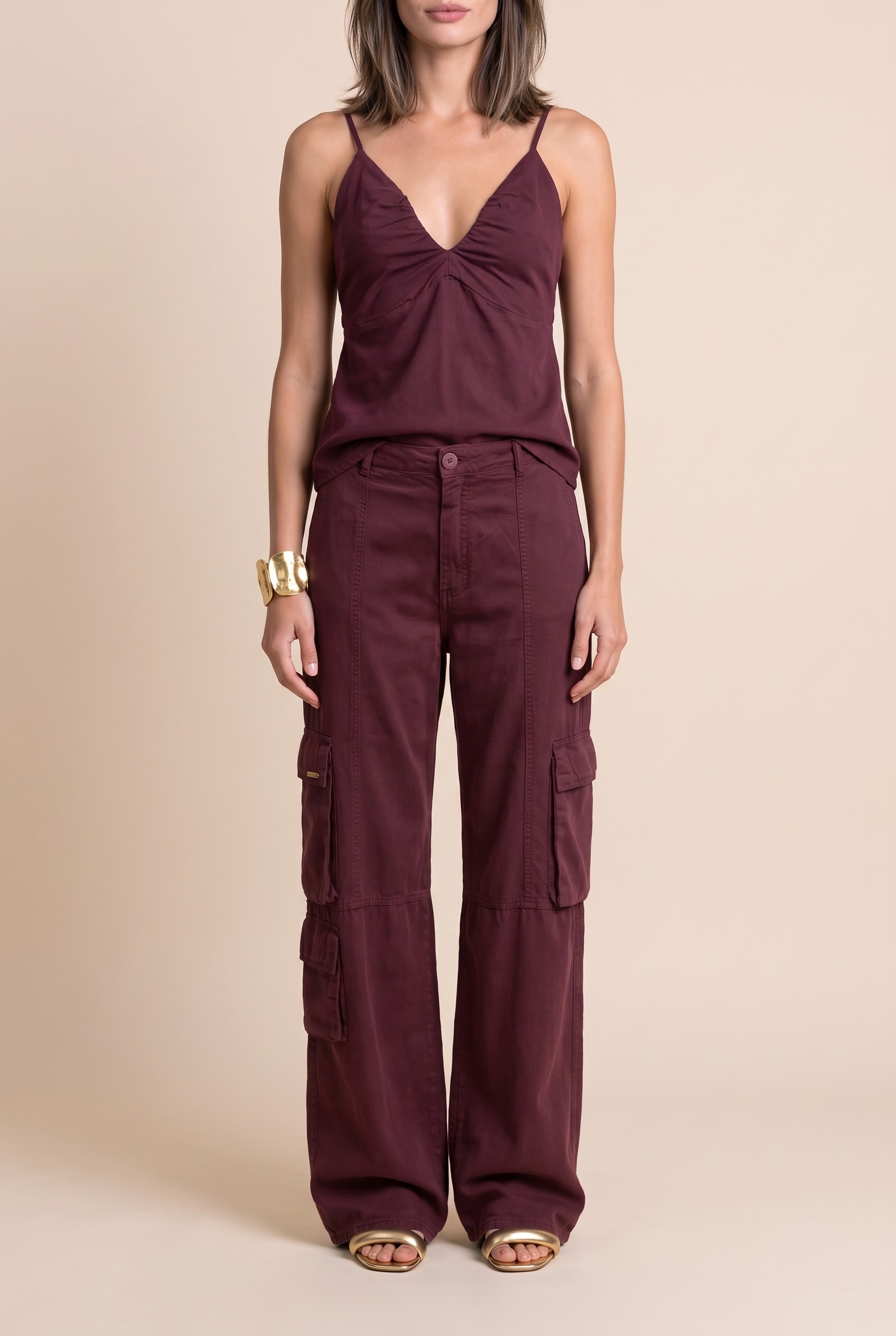 Calca Sarja Cannes Burgundy