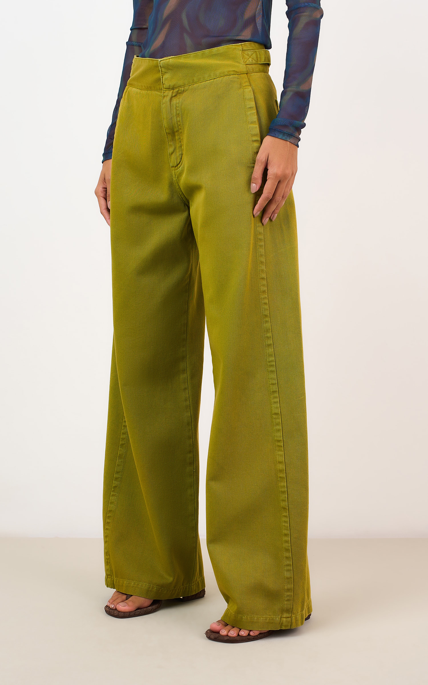 Calça Sarja Cintura Baixa Maca Verde