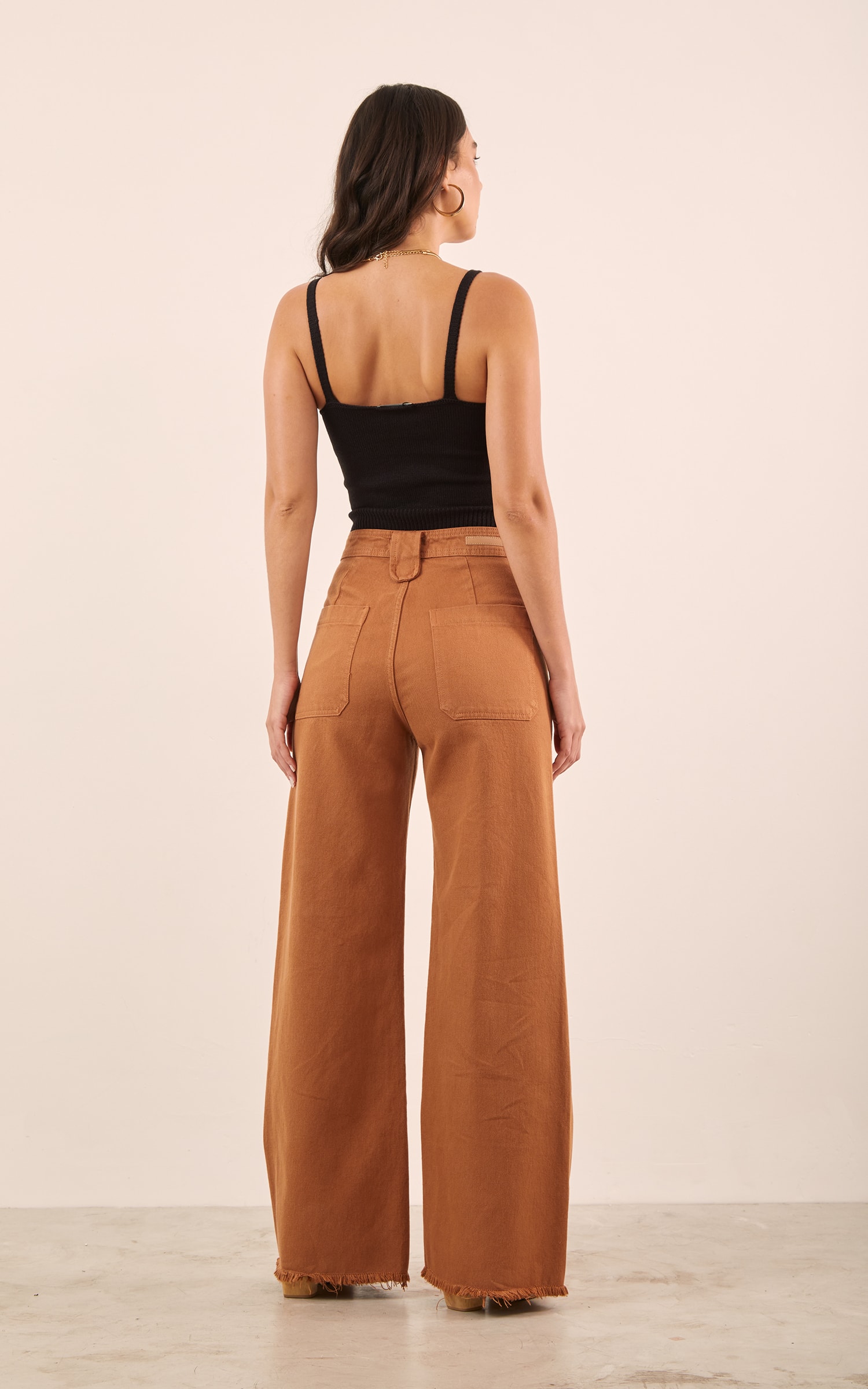 Calça Sarja Passador Maxi Caramelo