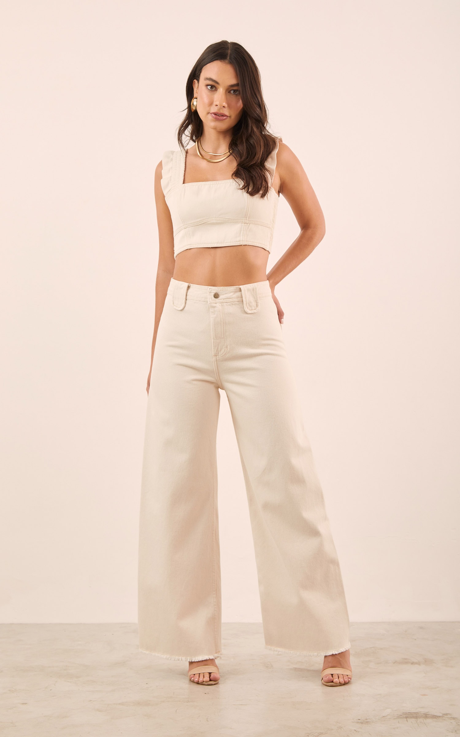 Calça Sarja Passador Maxi Natural