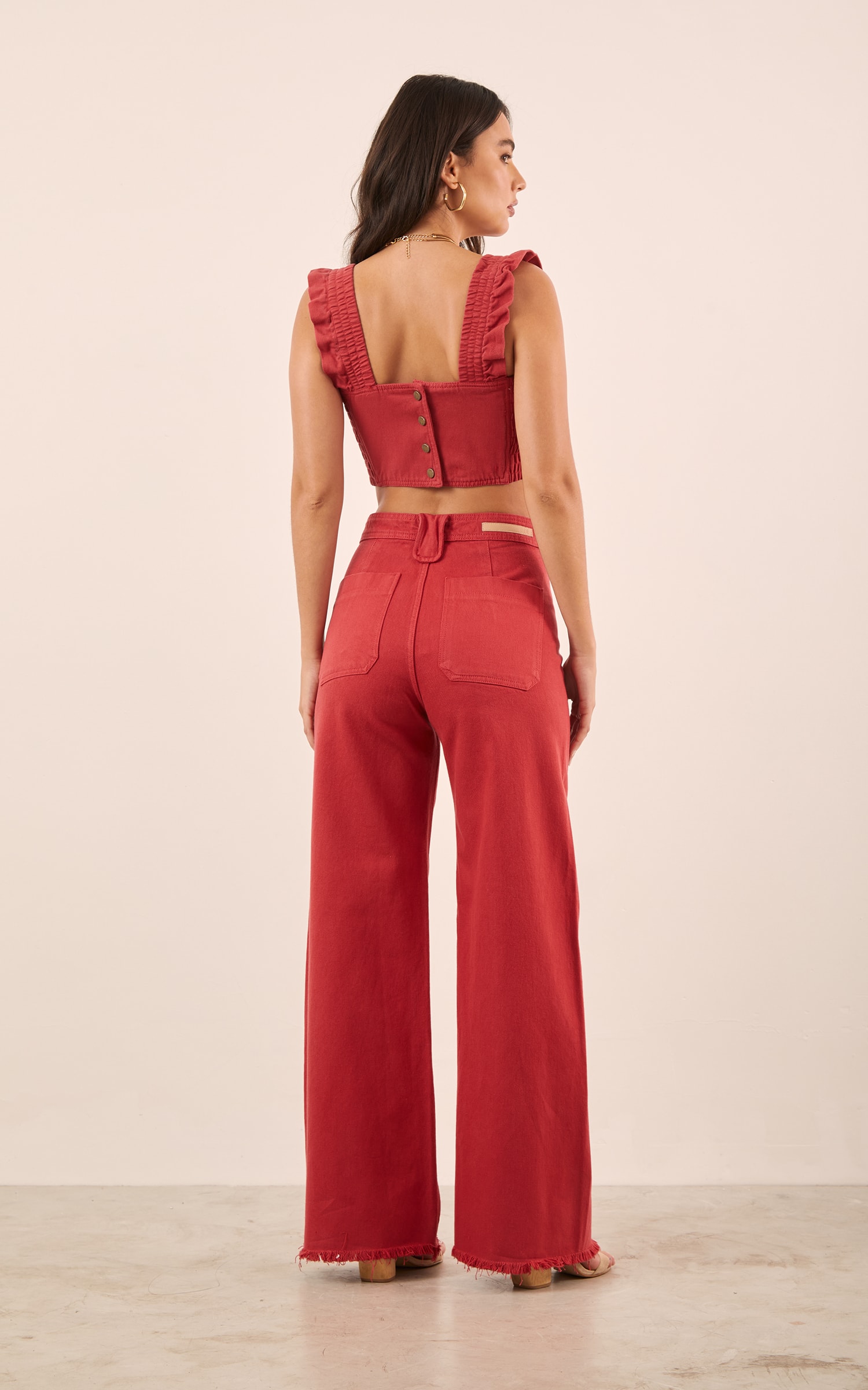 Calça Sarja Passador Maxi Vermelho