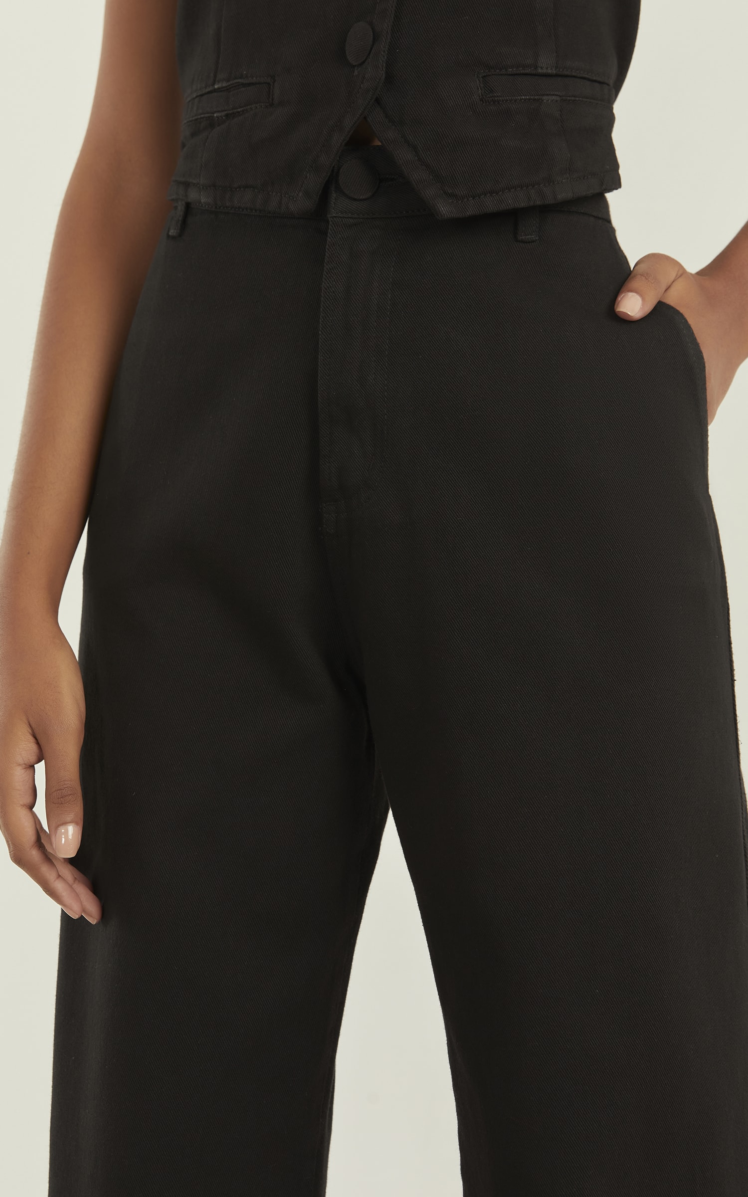 Calça Sarja Pespontada Preto