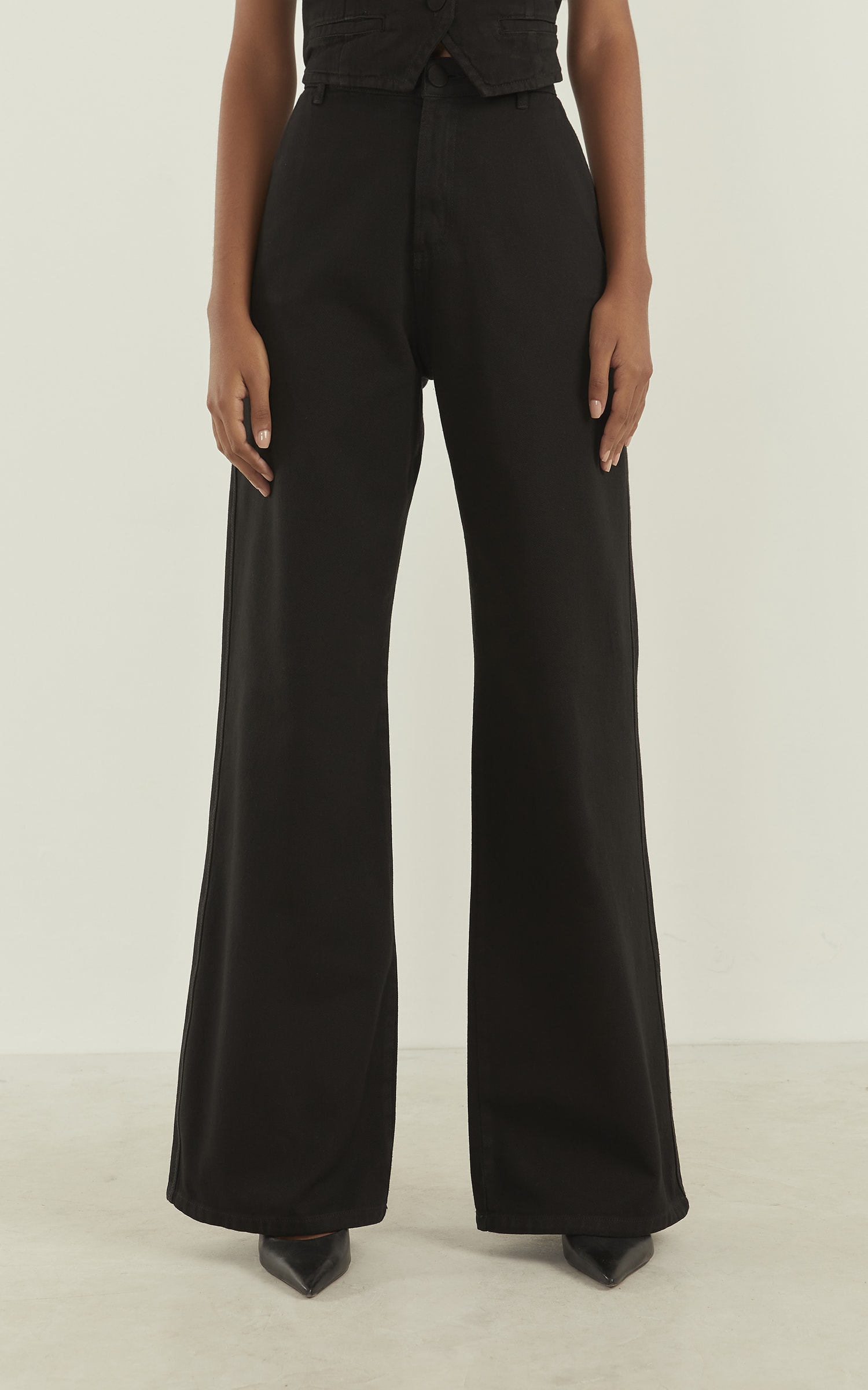 Calça Sarja Pespontada Preto