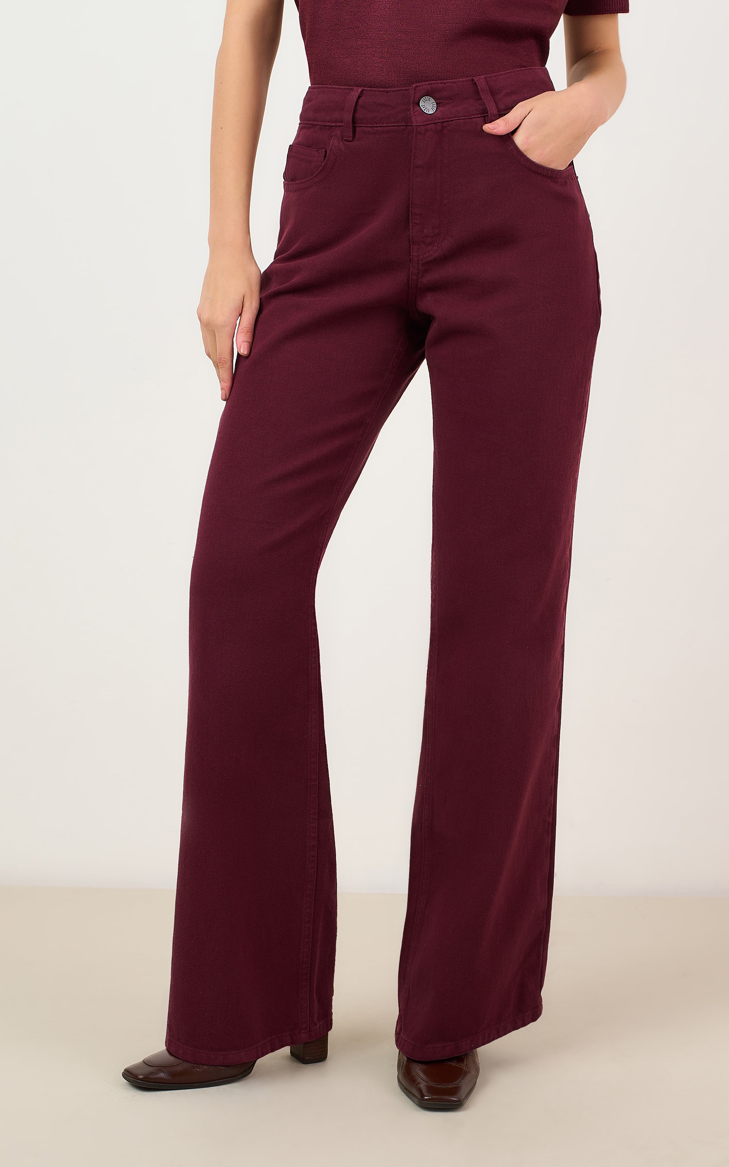 Calca Sarja Pesponto Burgundy