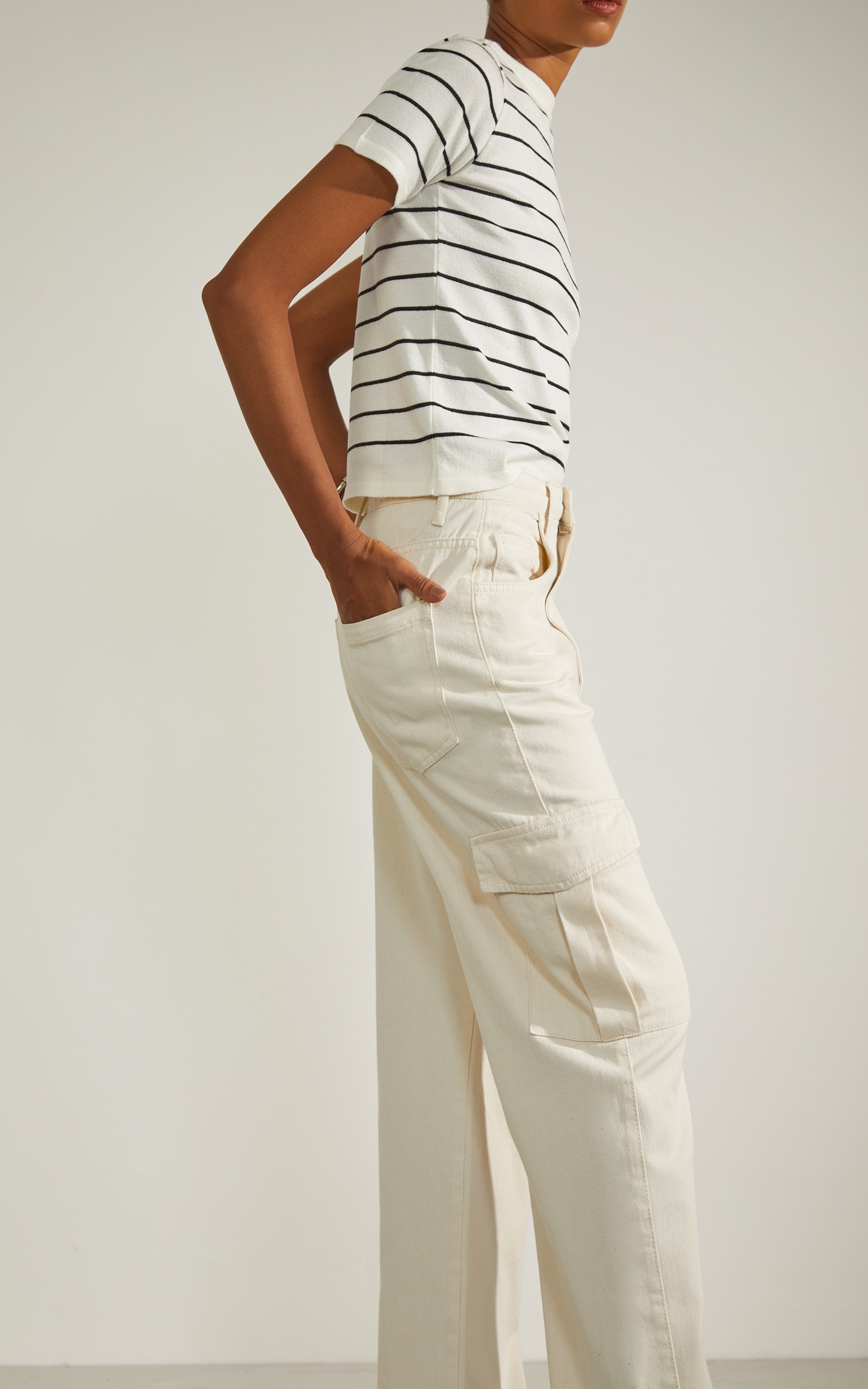 Calça Sarja Wide Leg Off White