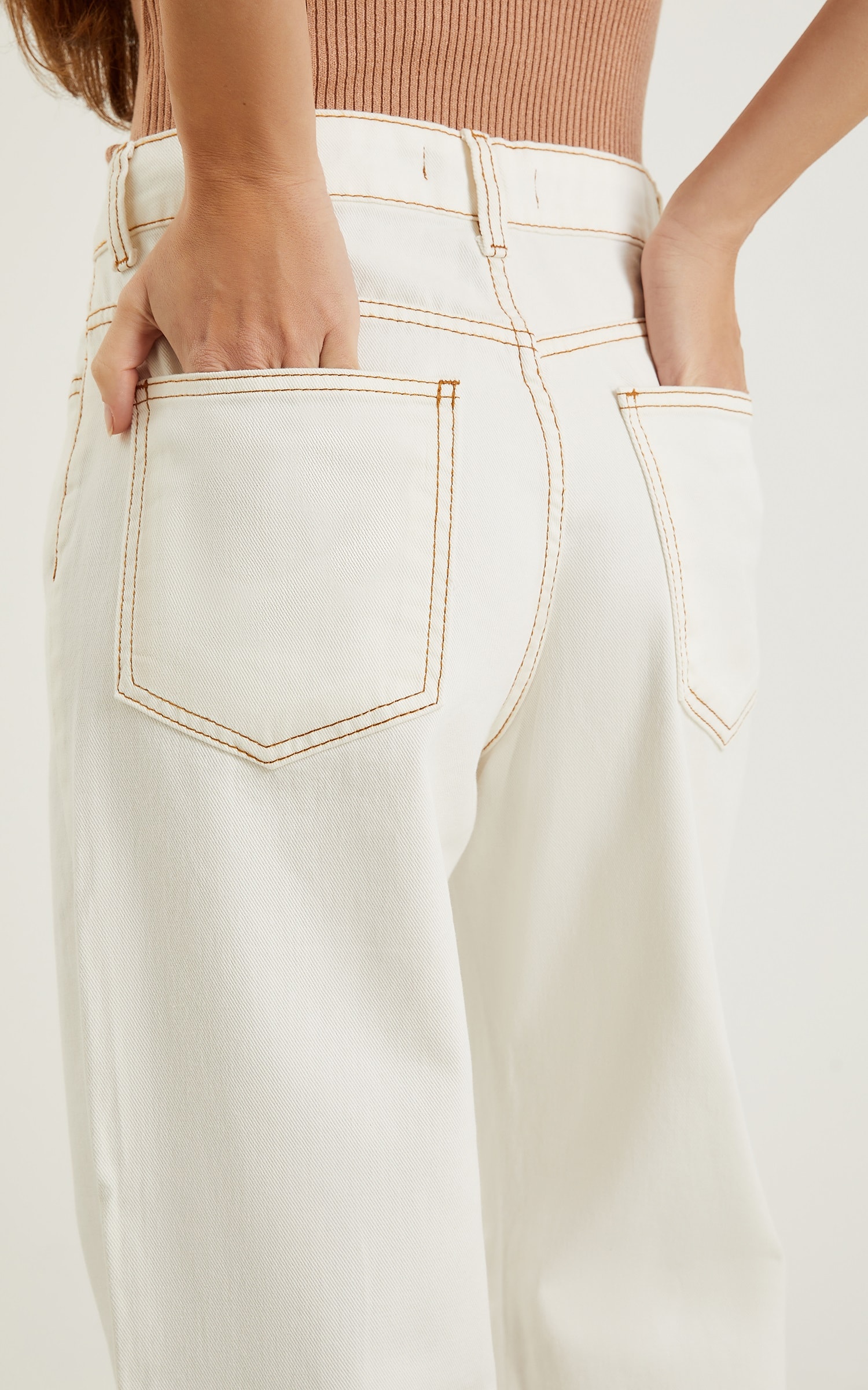 Calça Sarja Wide Leg Off White