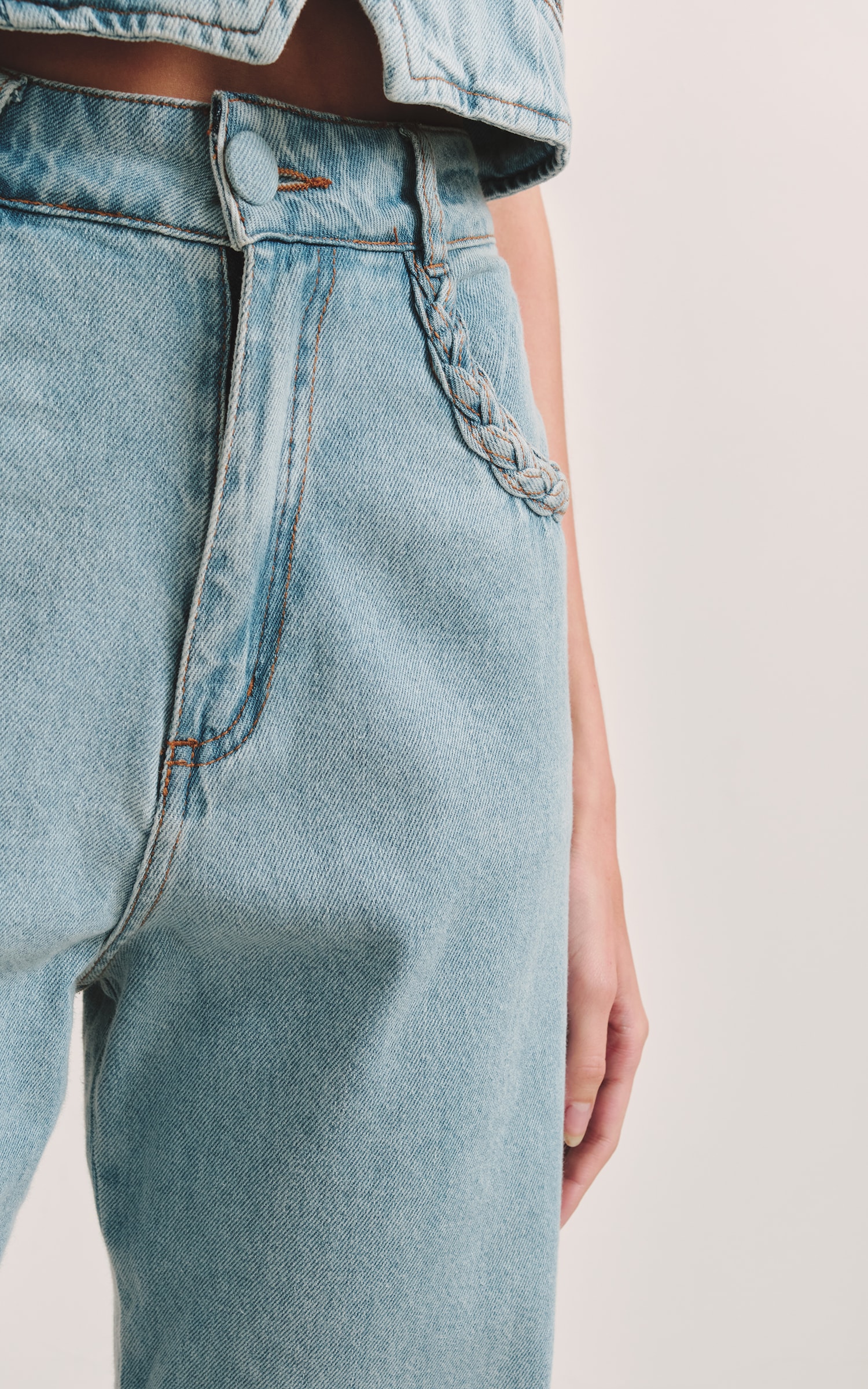 Calça Trançada Jeans