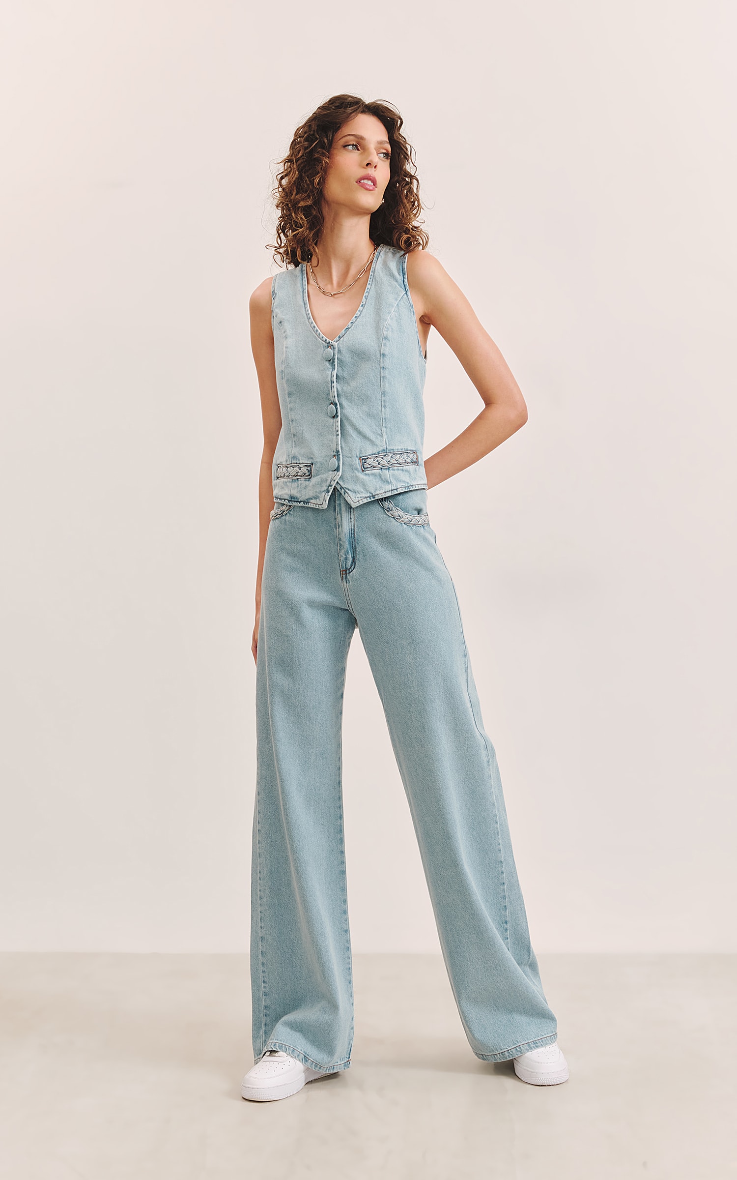 Calça Trançada Jeans